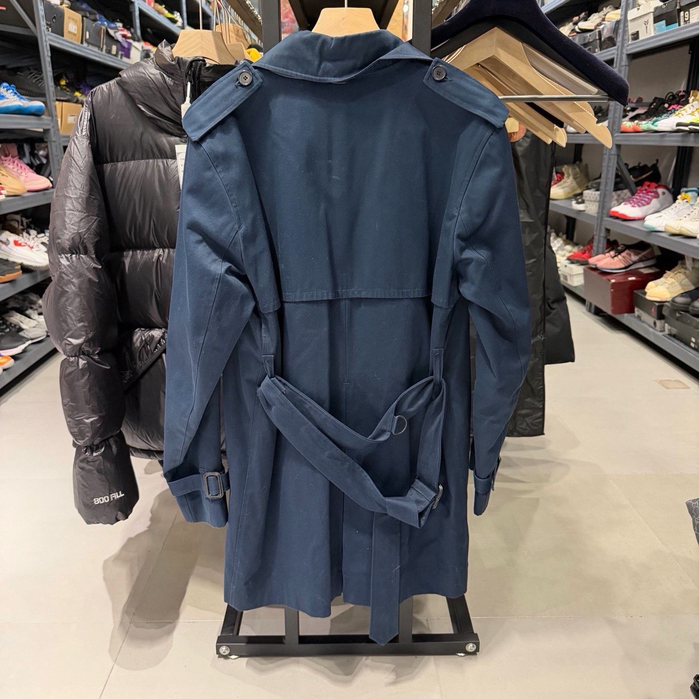 Sandro Sandro Men's Double-Breasted Blue Trench Coat Size US L / EU 52-54 / 3 - 2 Thumbnail