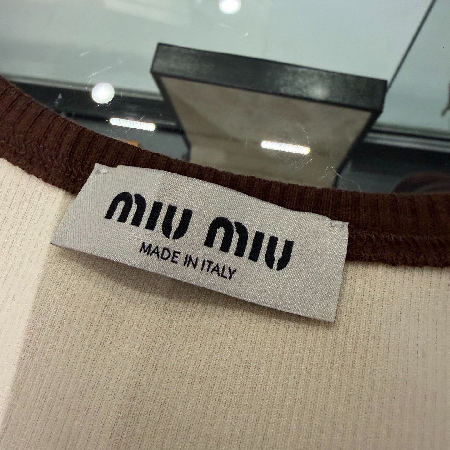 Miu Miu MiuMiu 24SS Beige Colorblock Logo Knit Camisole Size XS / US 0-2 / IT 36-38 - 3 Thumbnail
