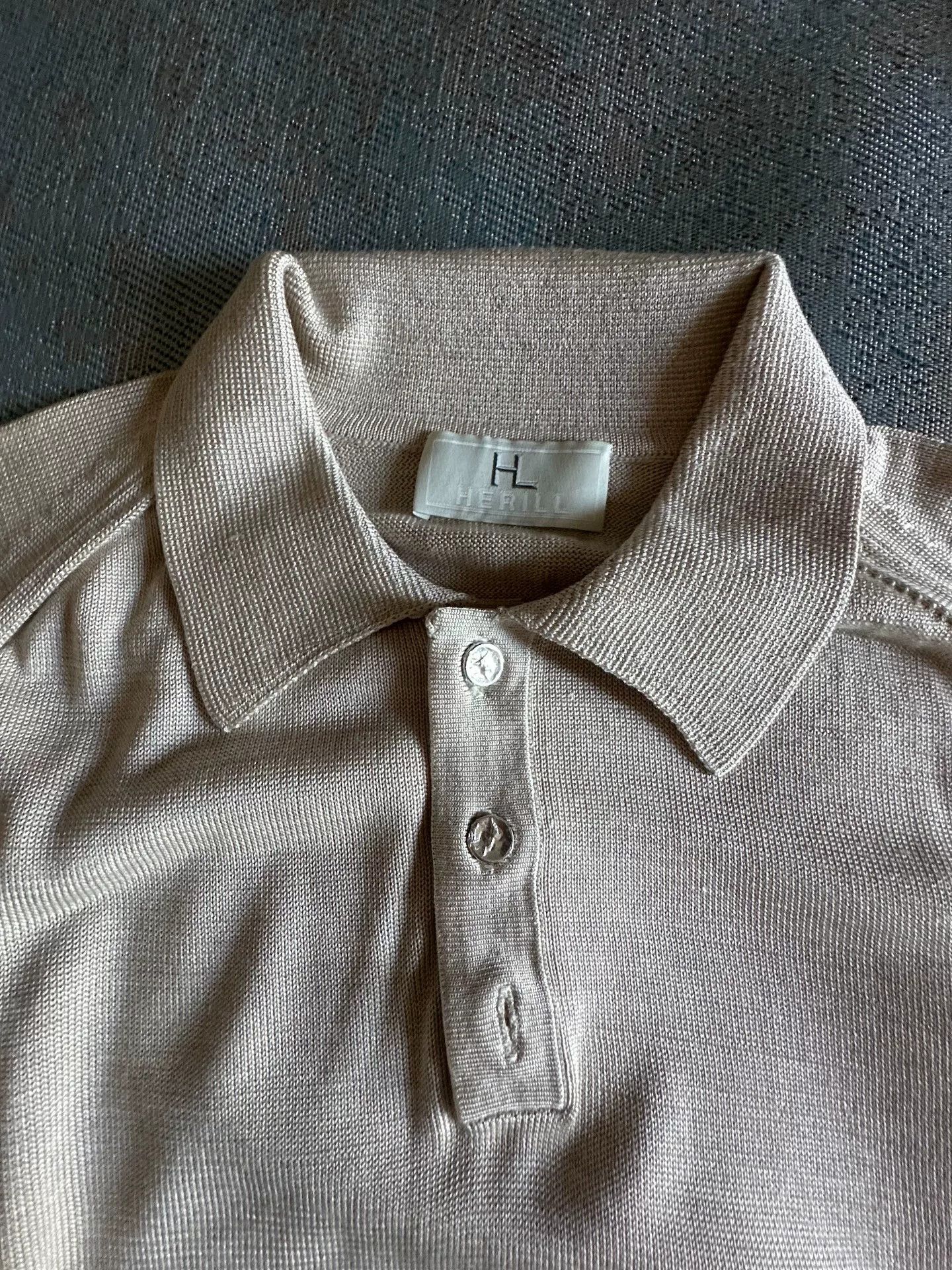 Herill HERILL Silk Knit Beige Polo Shirt Size US M / EU 48-50 / 2 - 3 Thumbnail