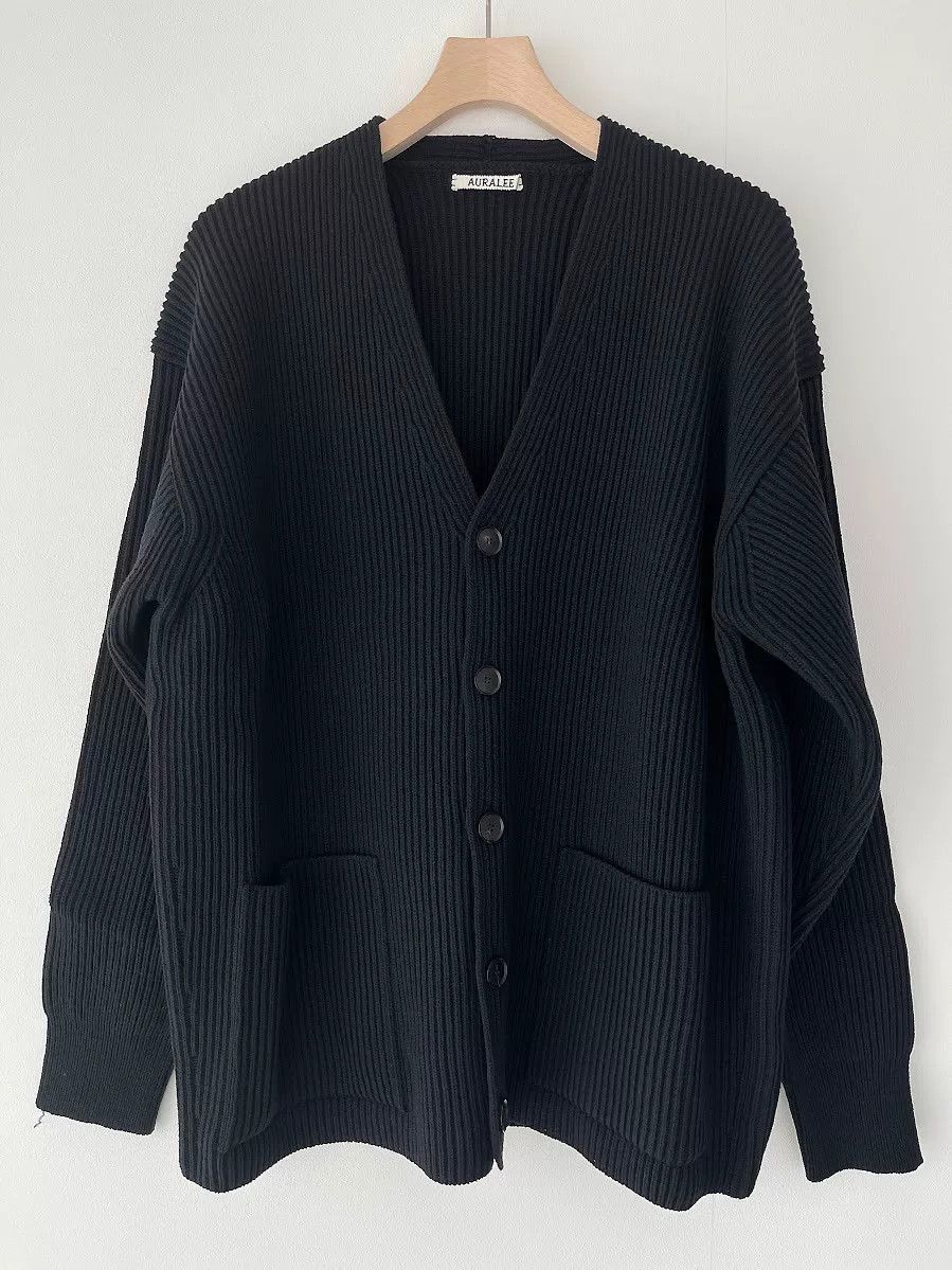 AURALEE Super Hard Twist Rib Knit Cardigan