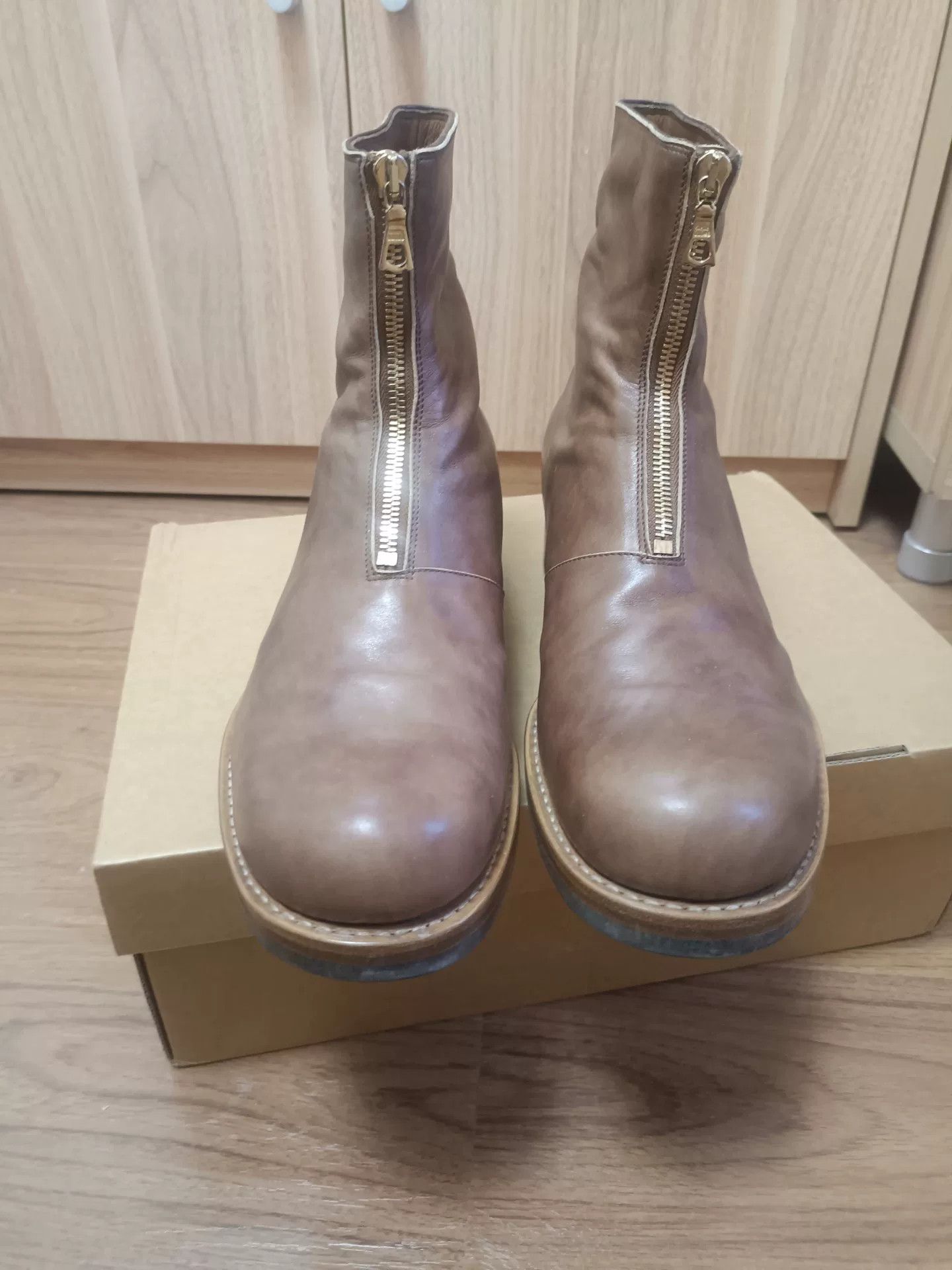 Other Natural Cowhide Patina Zip Boots Size US 9.5 / EU 42-43 - 3 Thumbnail