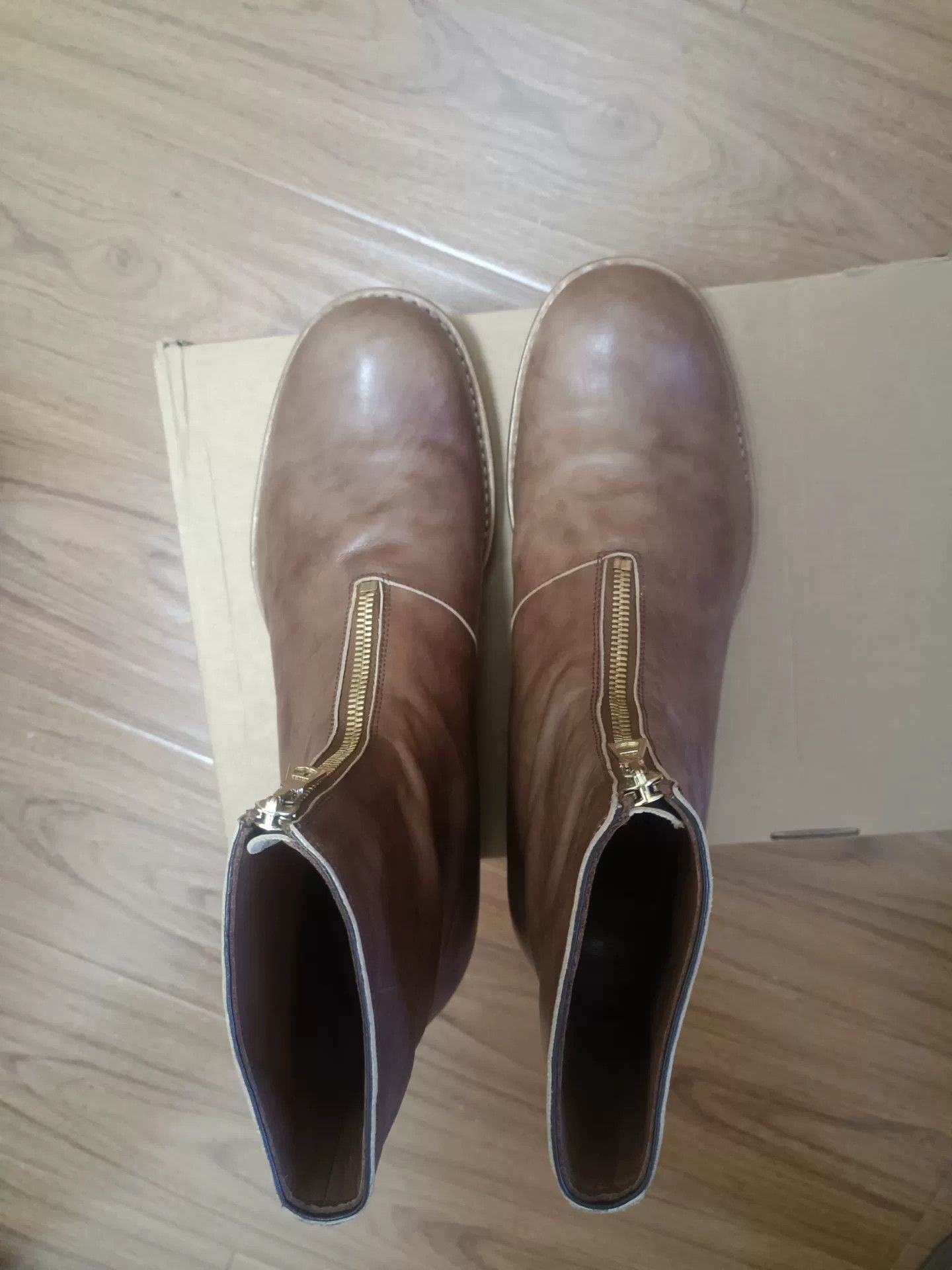 Other Natural Cowhide Patina Zip Boots Size US 9.5 / EU 42-43 - 4 Thumbnail