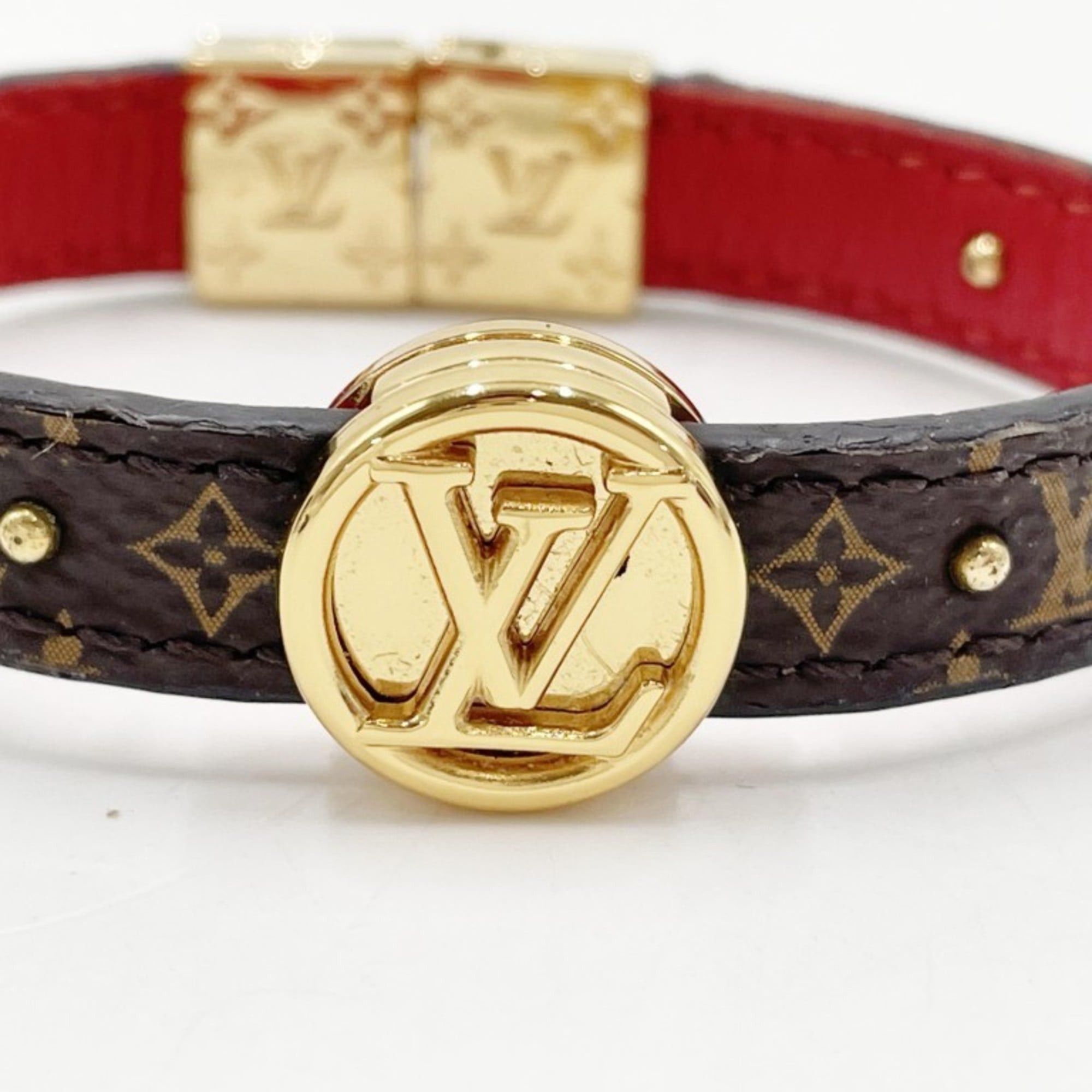 Louis Vuitton LOUIS VUITTON LV Circle Reversible Bracelet M6268E Brown Rouge Monogram Leather Women's Size ONE SIZE - 2 Thumbnail
