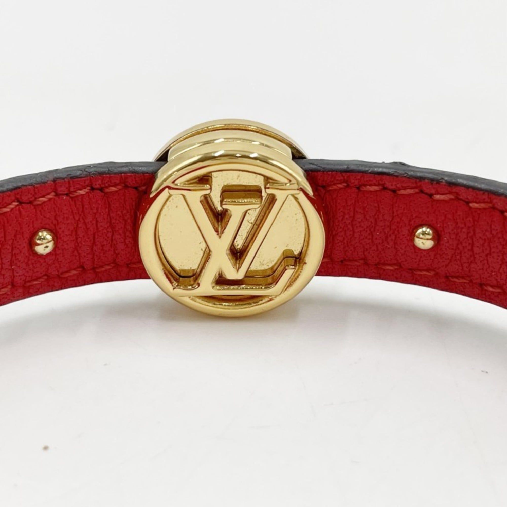 Louis Vuitton LOUIS VUITTON LV Circle Reversible Bracelet M6268E Brown Rouge Monogram Leather Women's Size ONE SIZE - 4 Thumbnail