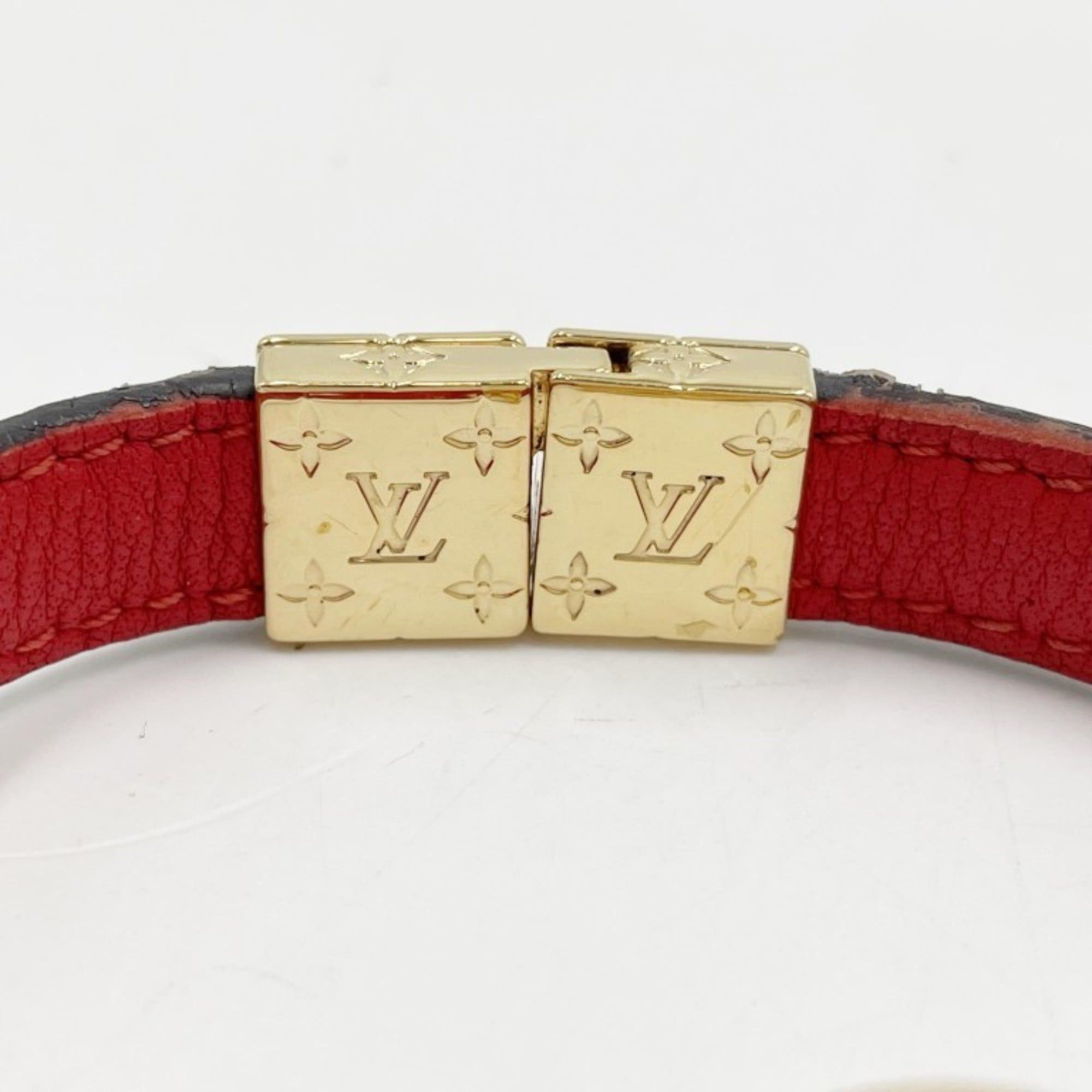 Louis Vuitton LOUIS VUITTON LV Circle Reversible Bracelet M6268E Brown Rouge Monogram Leather Women's Size ONE SIZE - 5 Thumbnail