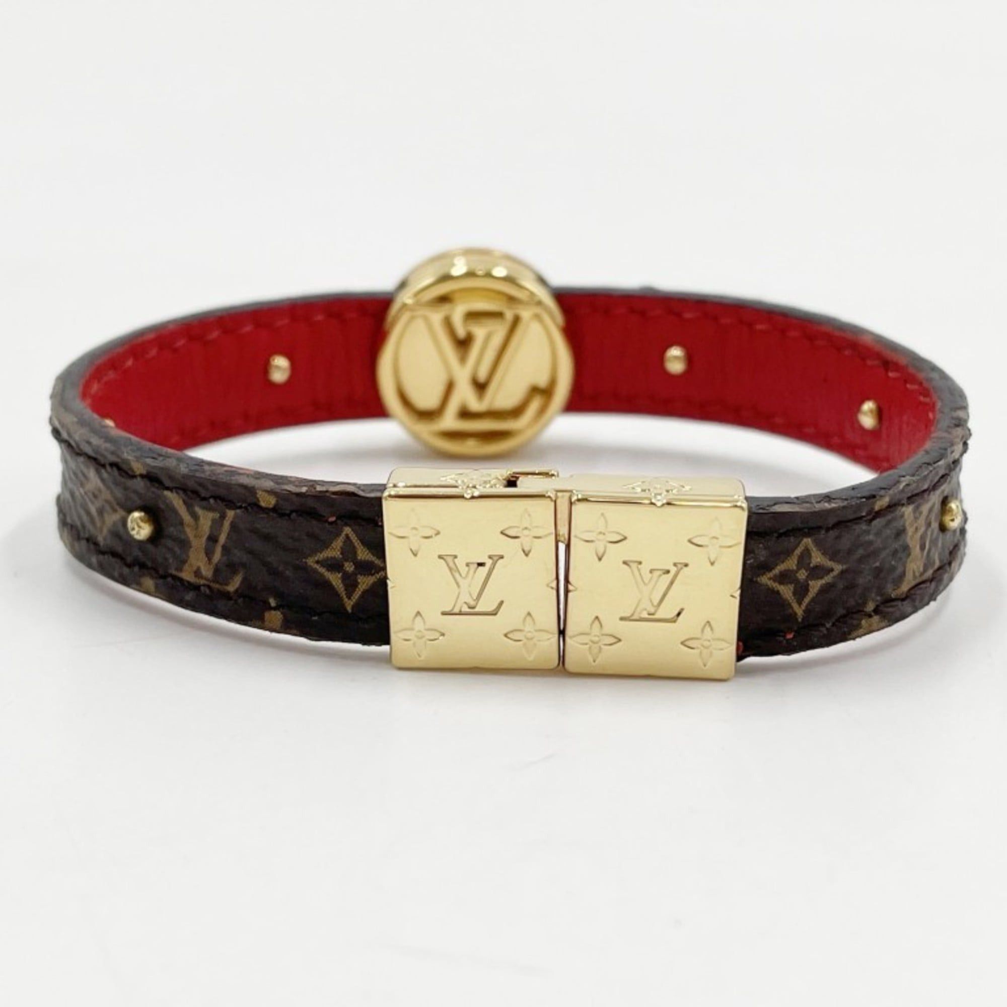 Louis Vuitton LOUIS VUITTON LV Circle Reversible Bracelet M6268E Brown Rouge Monogram Leather Women's Size ONE SIZE - 3 Thumbnail