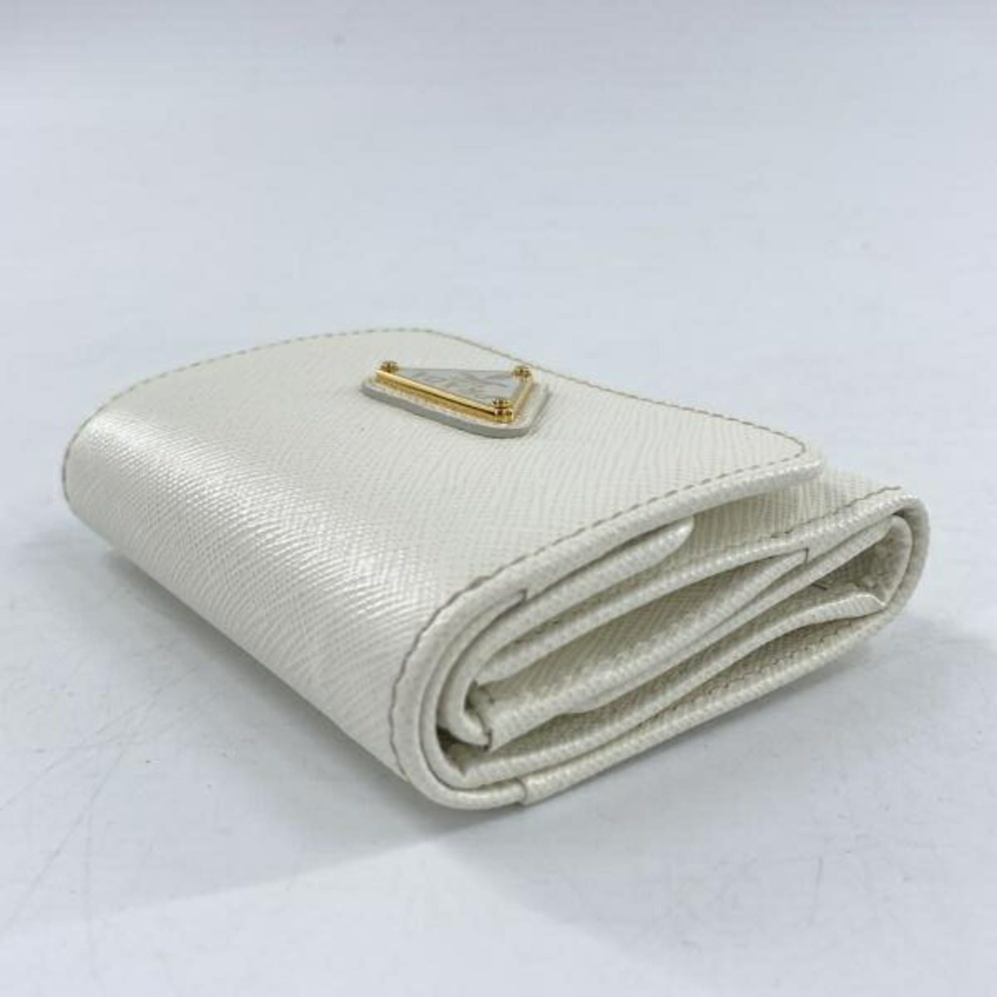 Prada PRADA Compact Wallet 1MH043 Saffiano White Prada Triangle Size ONE SIZE - 4 Thumbnail