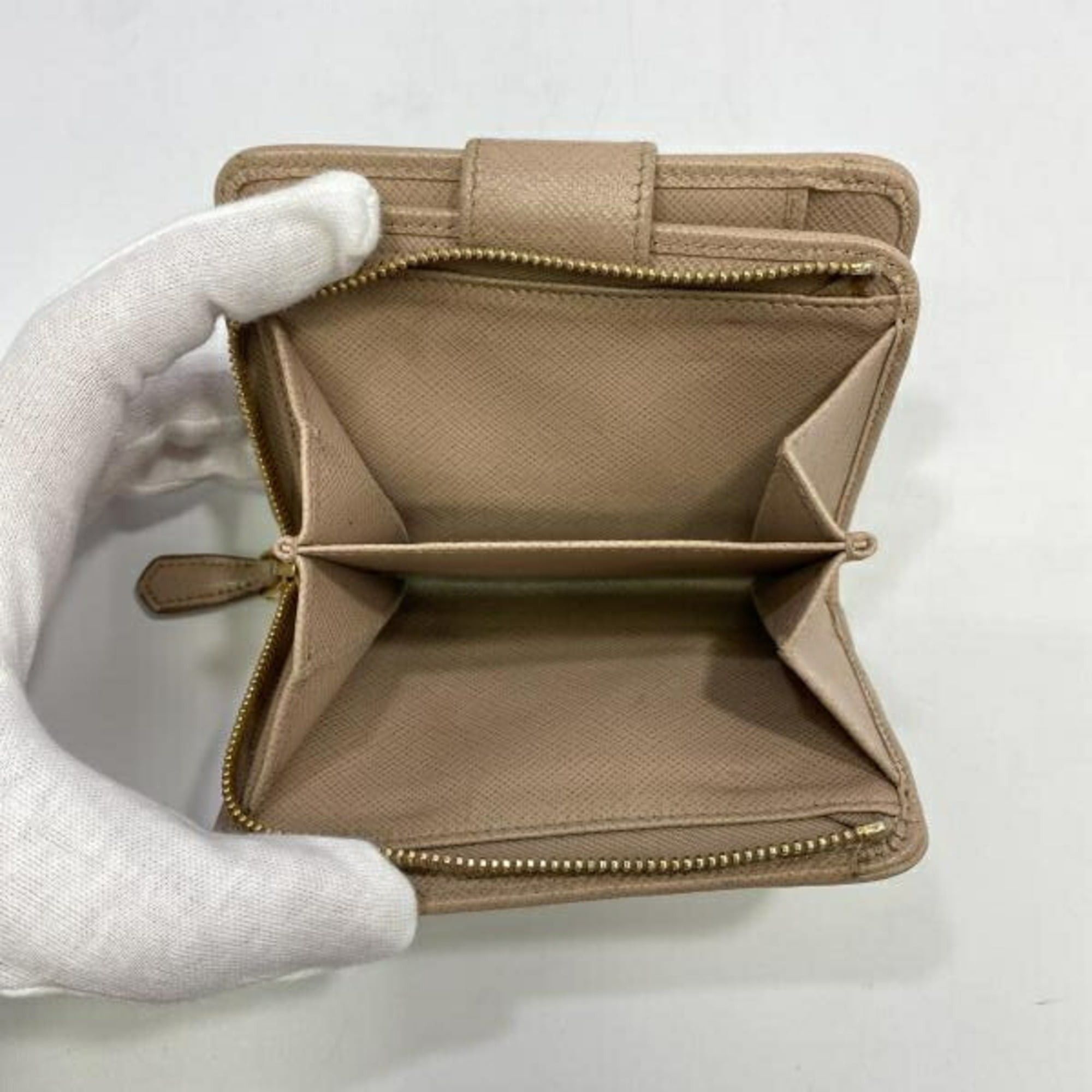Prada PRADA Saffiano Bifold Wallet Beige 1ML018 Size ONE SIZE - 5 Thumbnail