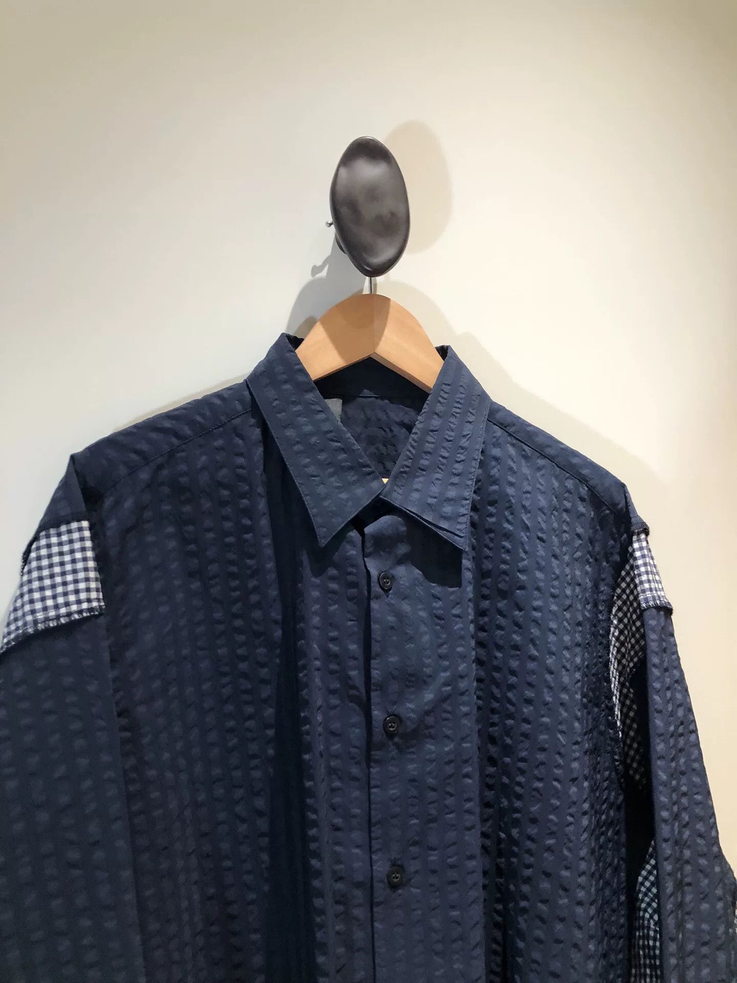 N.Hoolywood N.HOOLYWOOD Seersucker Patchwork Shirt Size US L / EU 52-54 / 3 - 3 Thumbnail