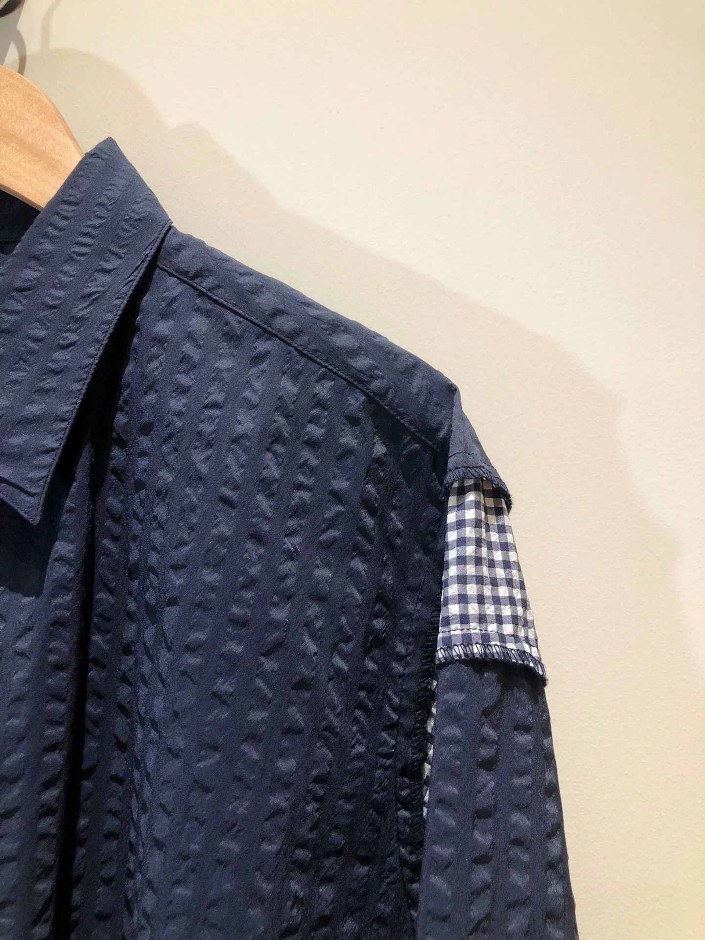 N.Hoolywood N.HOOLYWOOD Seersucker Patchwork Shirt Size US L / EU 52-54 / 3 - 4 Thumbnail