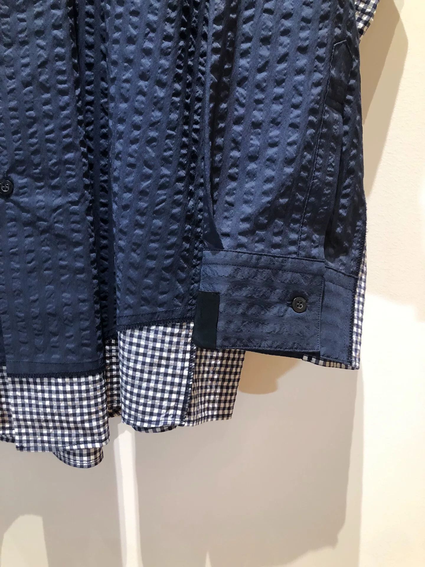 N.Hoolywood N.HOOLYWOOD Seersucker Patchwork Shirt Size US L / EU 52-54 / 3 - 5 Thumbnail