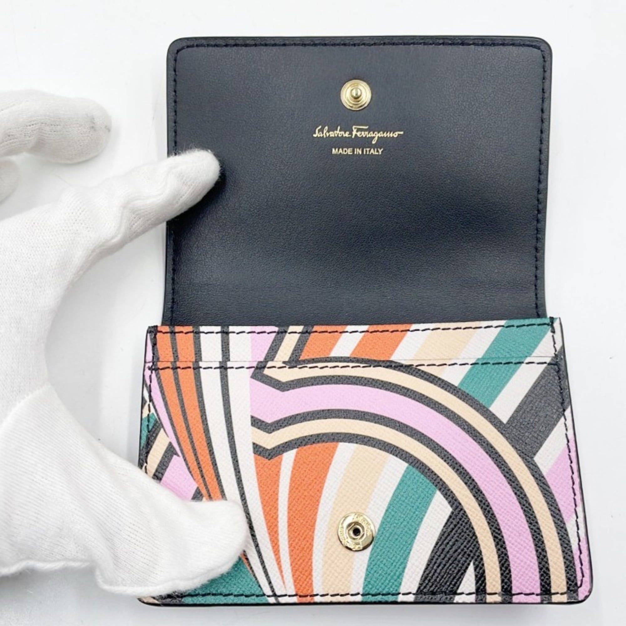 Salvatore Ferragamo Salvatore Ferragamo Gancini Business Card Case IY22 0371 Multicolor Leather Women's Size ONE SIZE - 5 Thumbnail