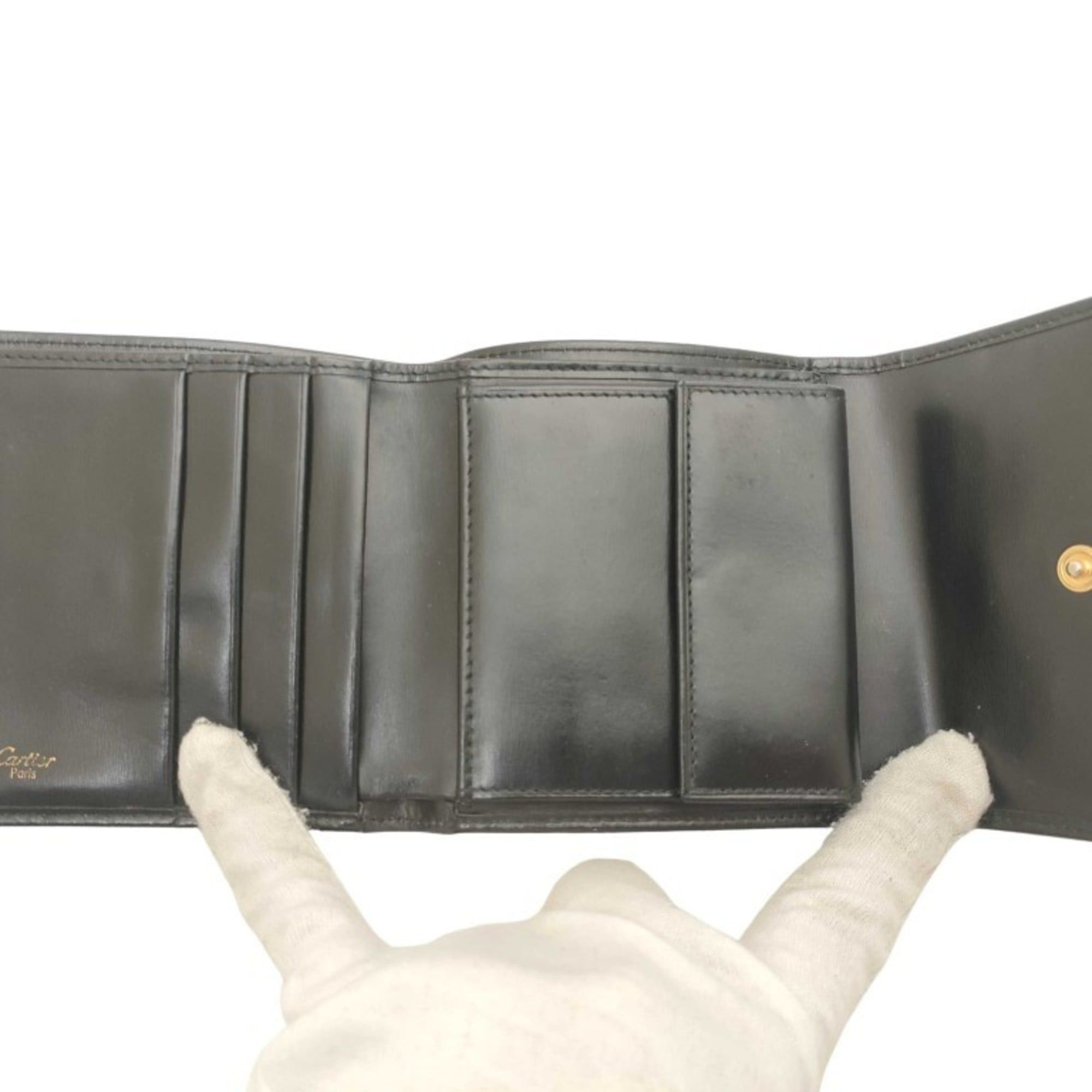Cartier Cartier Panthère Black Leather Tri-fold Wallet for Women Size ONE SIZE - 8 Thumbnail
