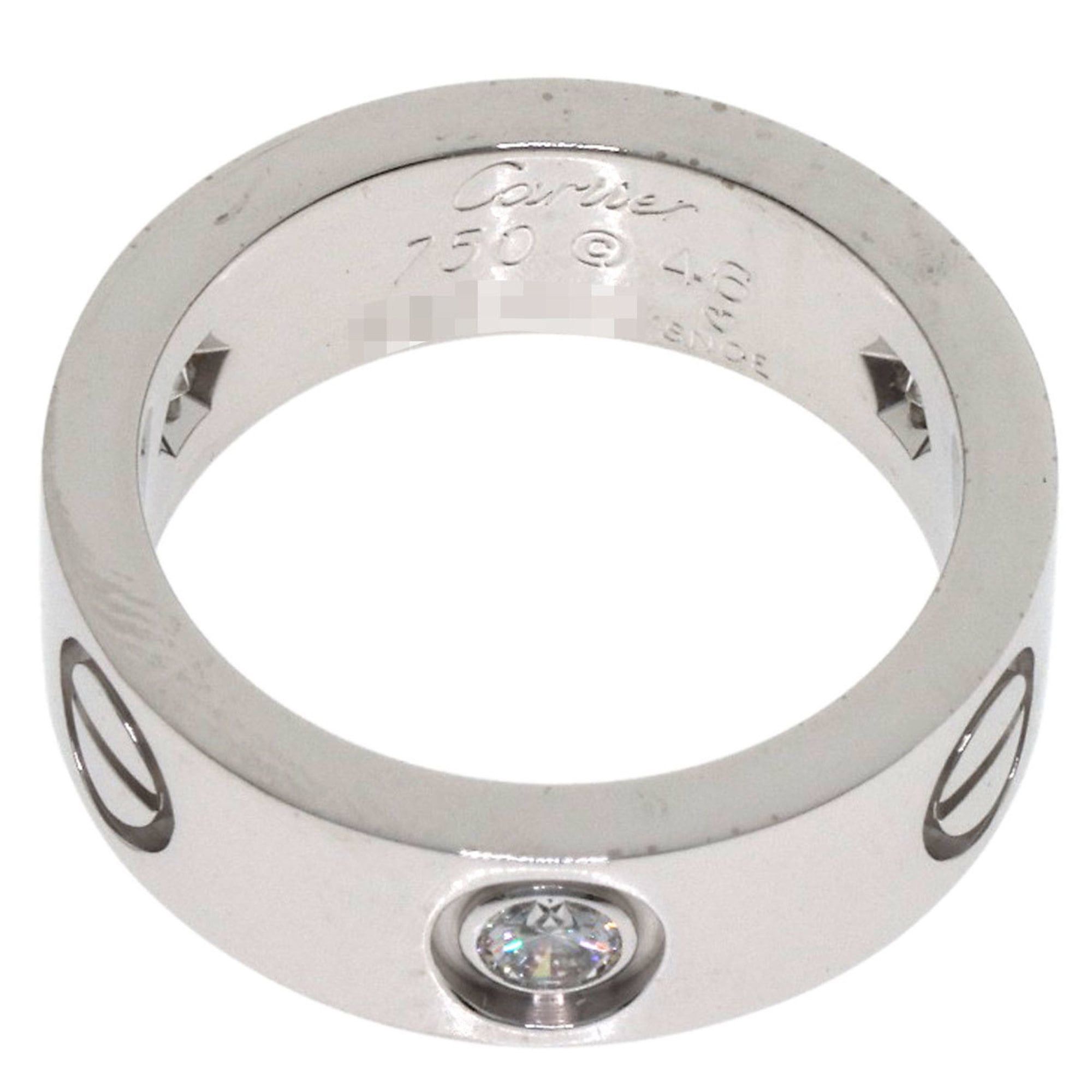 Cartier Cartier Love Ring Half Diamond #46 18K White Gold Women's Size ONE SIZE - 4 Thumbnail