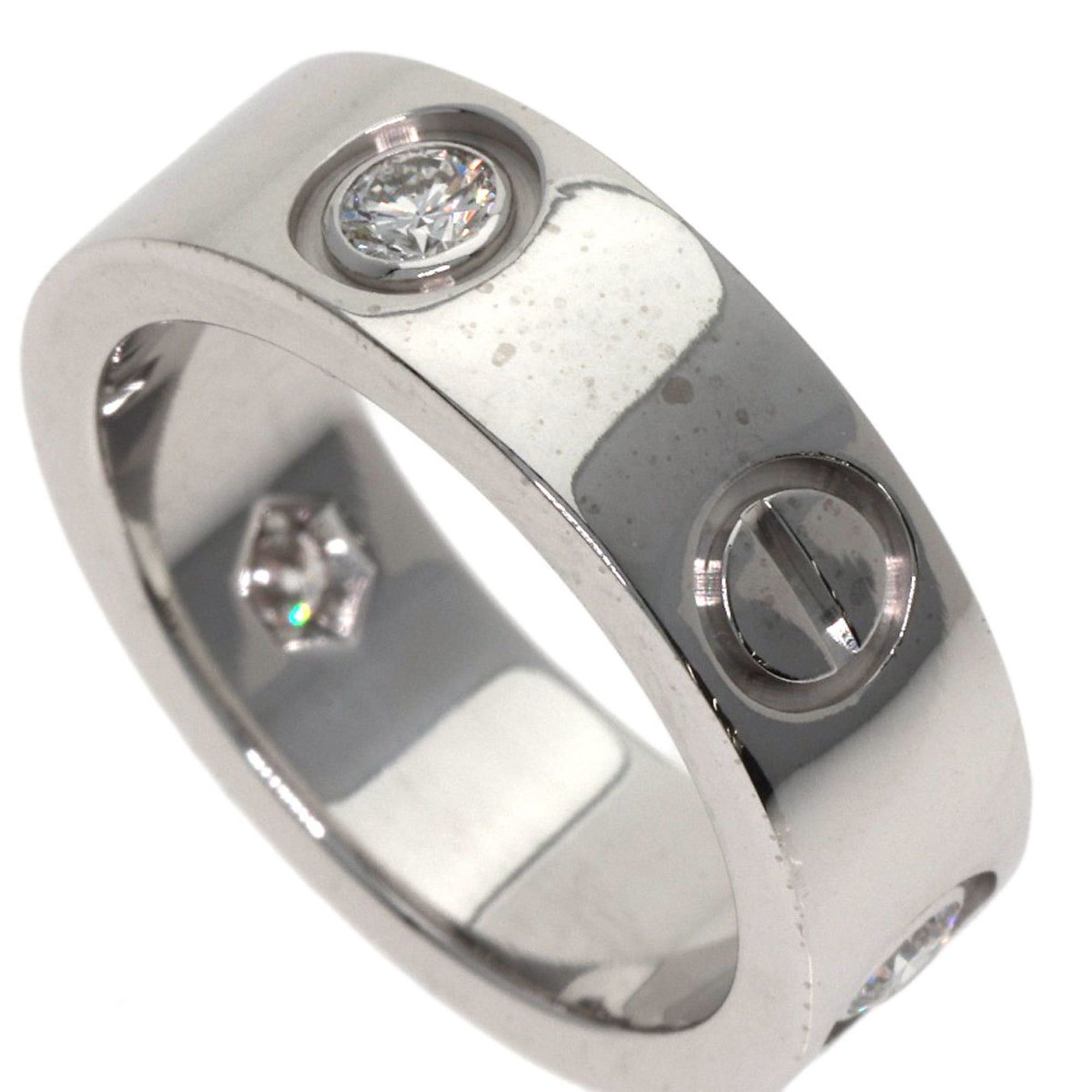 Cartier Cartier Love Ring Half Diamond #46 18K White Gold Women's Size ONE SIZE - 6 Thumbnail