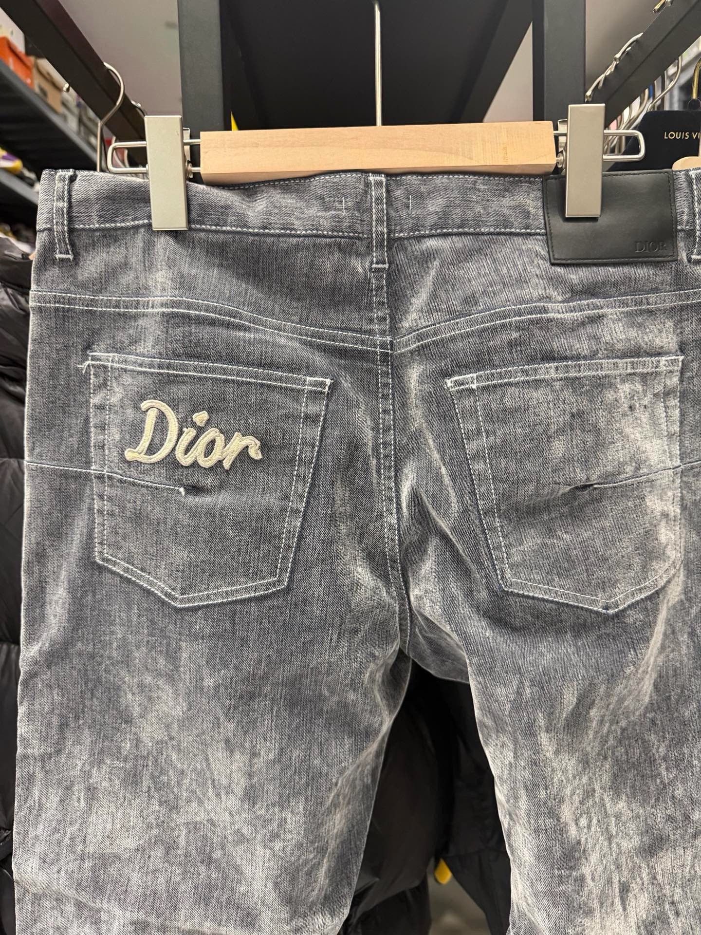 Dior Dior Gray Embroidered Logo Jeans Size US 33 - 3 Thumbnail