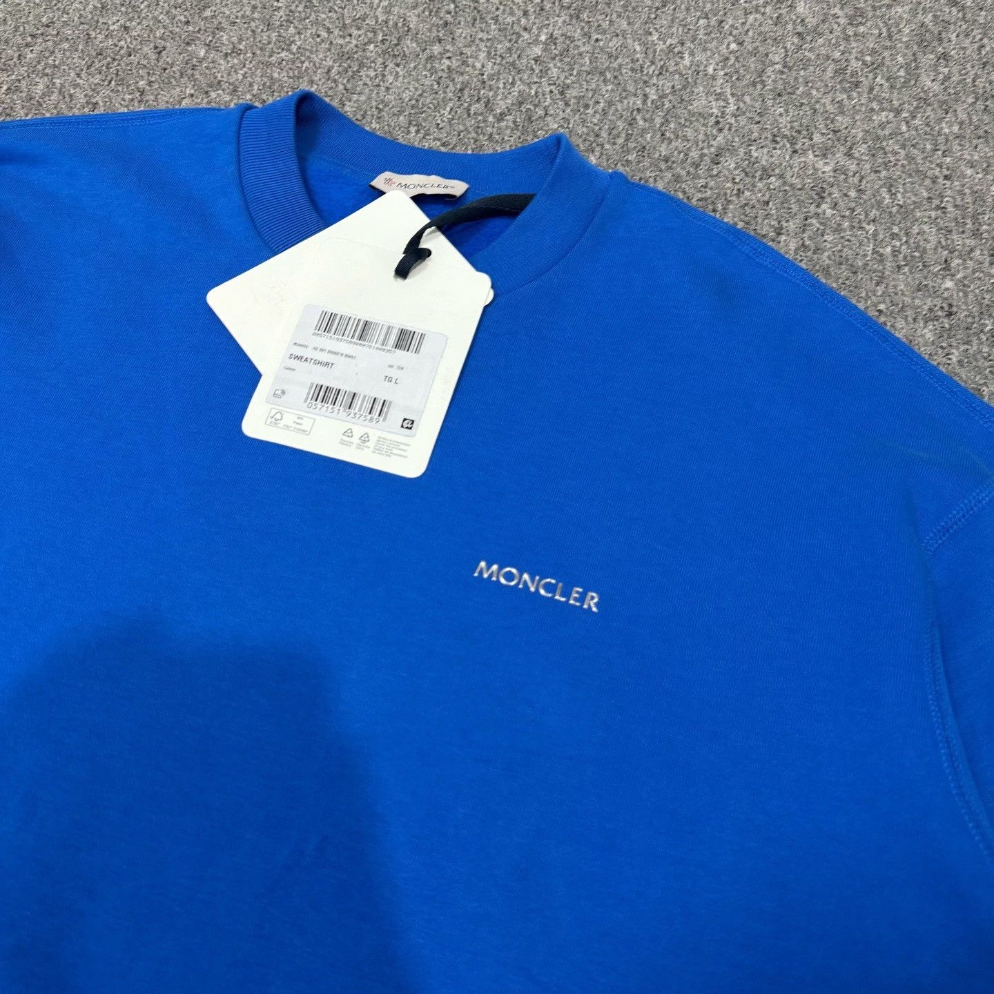Moncler Moncler Blue Chest Logo Long-Sleeve Sweatshirt Size US L / EU 52-54 / 3 - 3 Thumbnail