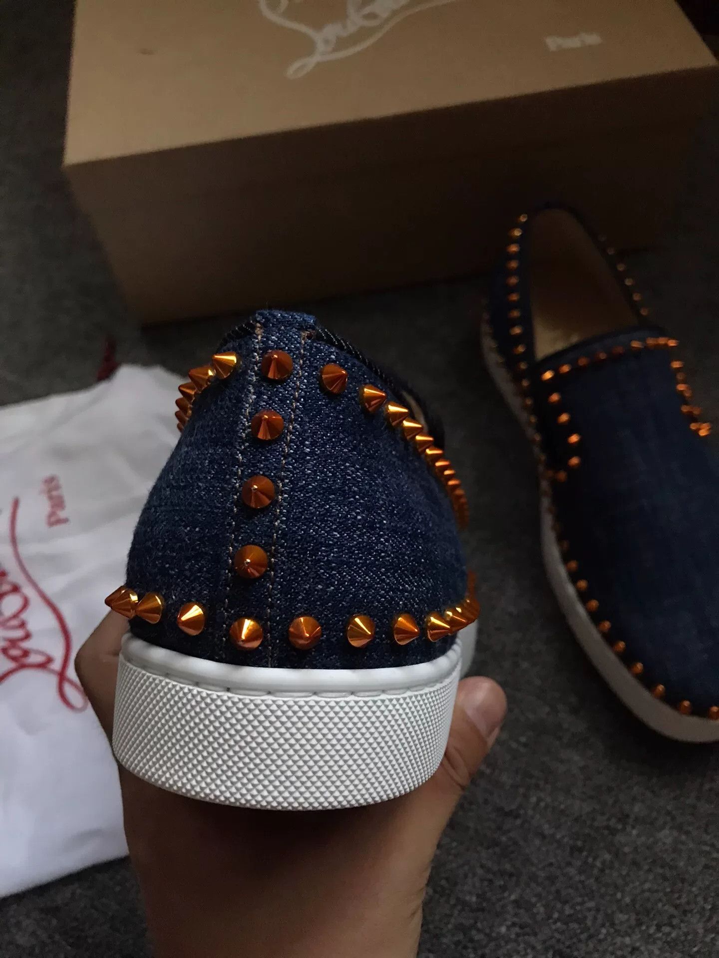 Christian Louboutin Christian Louboutin Denim Studded Red Sole Shoes Size US 9.5 / EU 42-43 - 3 Thumbnail
