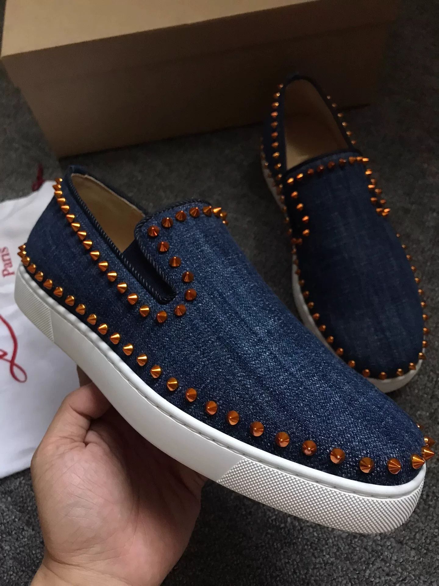 Christian Louboutin Christian Louboutin Denim Studded Red Sole Shoes Size US 9.5 / EU 42-43 - 2 Thumbnail