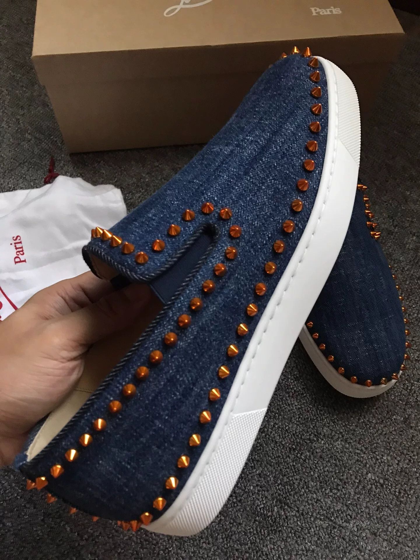 Christian Louboutin Christian Louboutin Denim Studded Red Sole Shoes Size US 9.5 / EU 42-43 - 4 Thumbnail