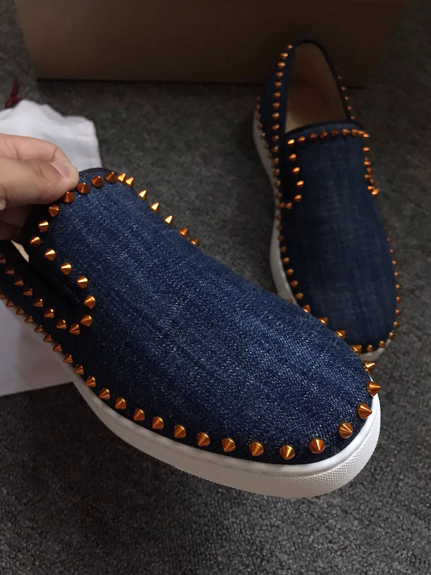Christian Louboutin Christian Louboutin Denim Studded Red Sole Shoes Size US 9.5 / EU 42-43 - 5 Thumbnail