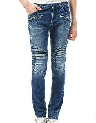 Balmain Balmain Classic Knee Fold Biker Jeans Size US 31 - 9 Thumbnail