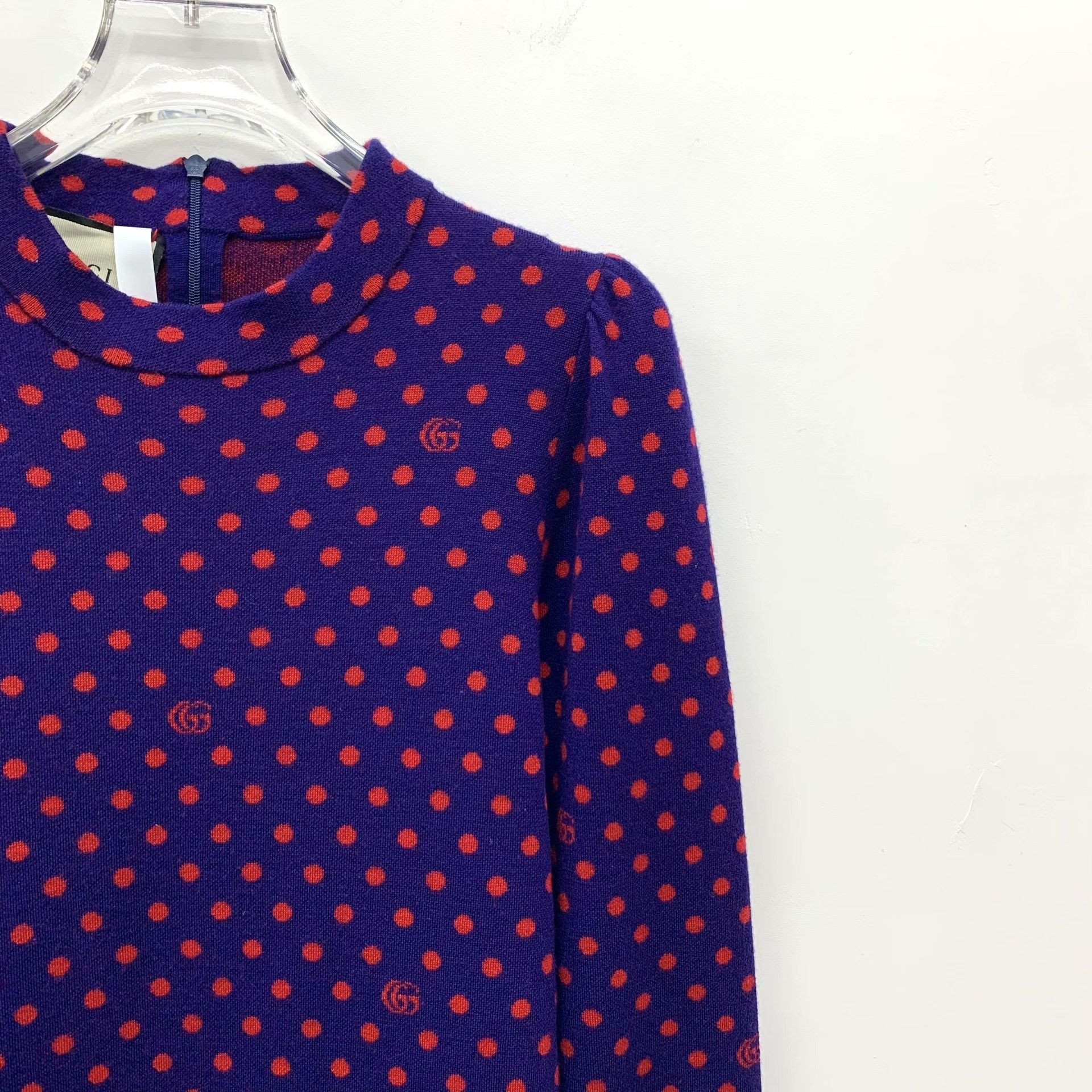 Gucci Gucci Purple Polka Dot Wool Dress Size S / US 4 / IT 40 - 3 Thumbnail