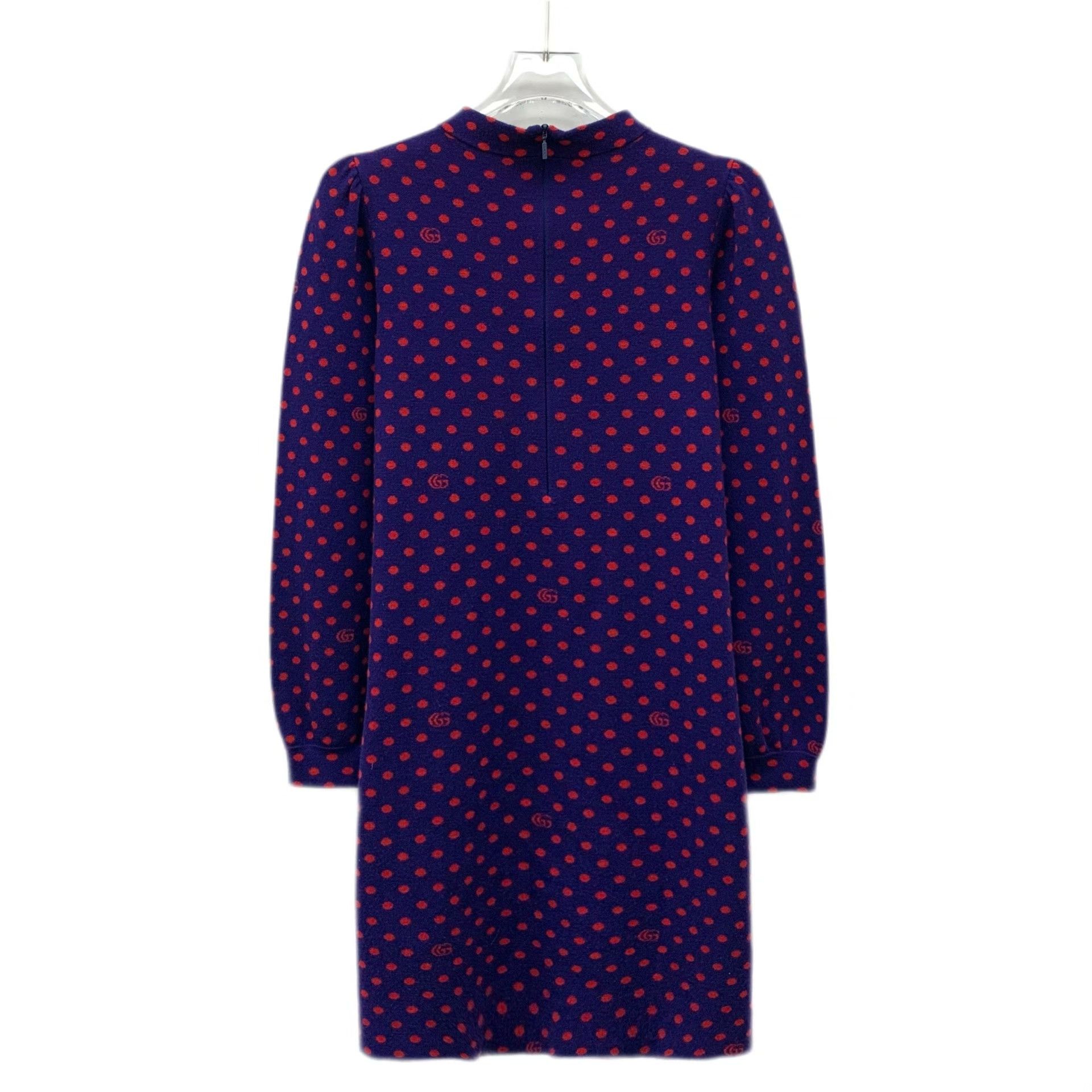 Gucci Gucci Purple Polka Dot Wool Dress Size S / US 4 / IT 40 - 2 Thumbnail