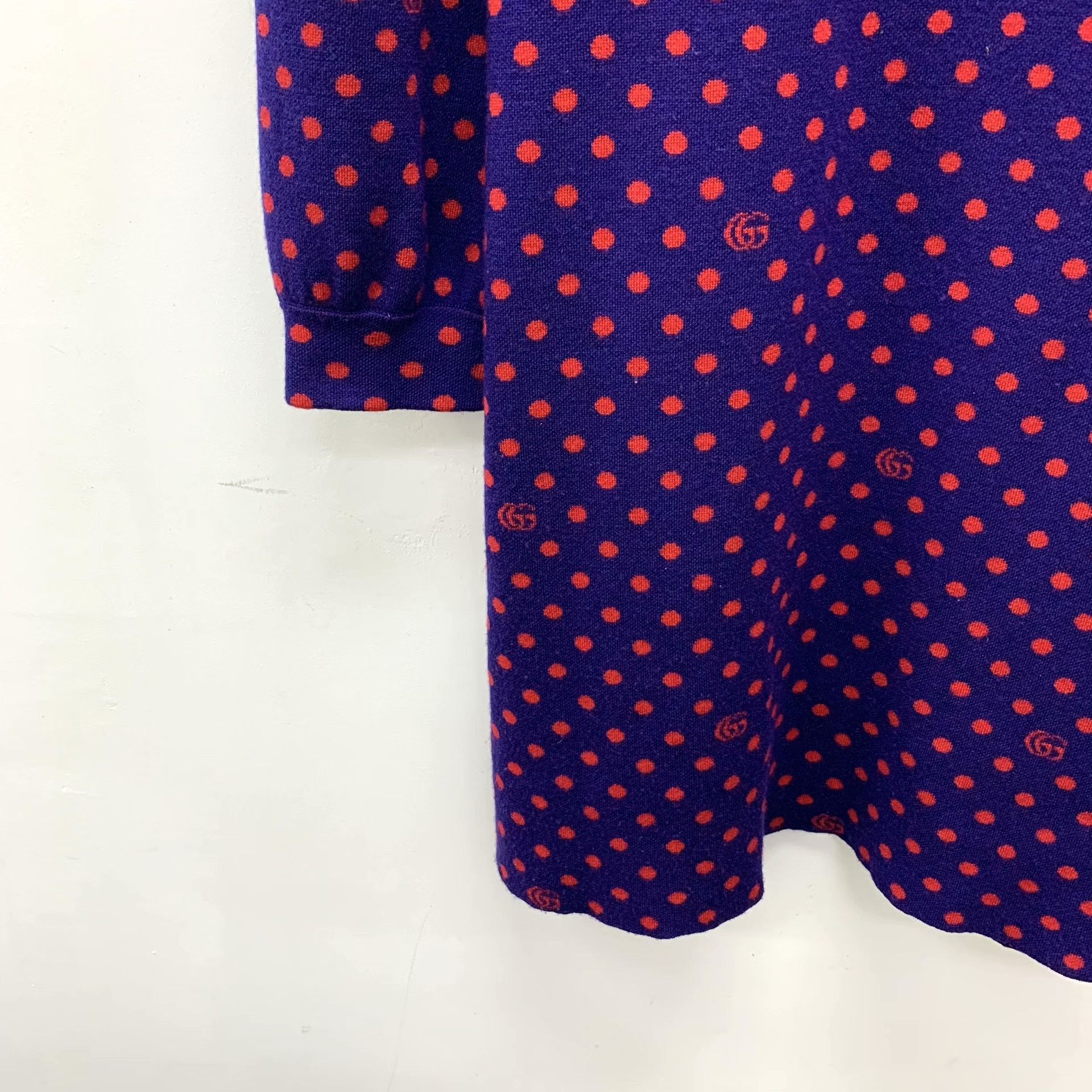 Gucci Gucci Purple Polka Dot Wool Dress Size S / US 4 / IT 40 - 4 Thumbnail