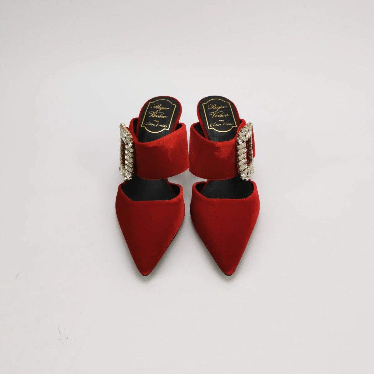 Roger Vivier Roger Vivier Red Velvet Pointed-Toe Slippers Size US 4.5 / IT 34.5 - 2 Thumbnail