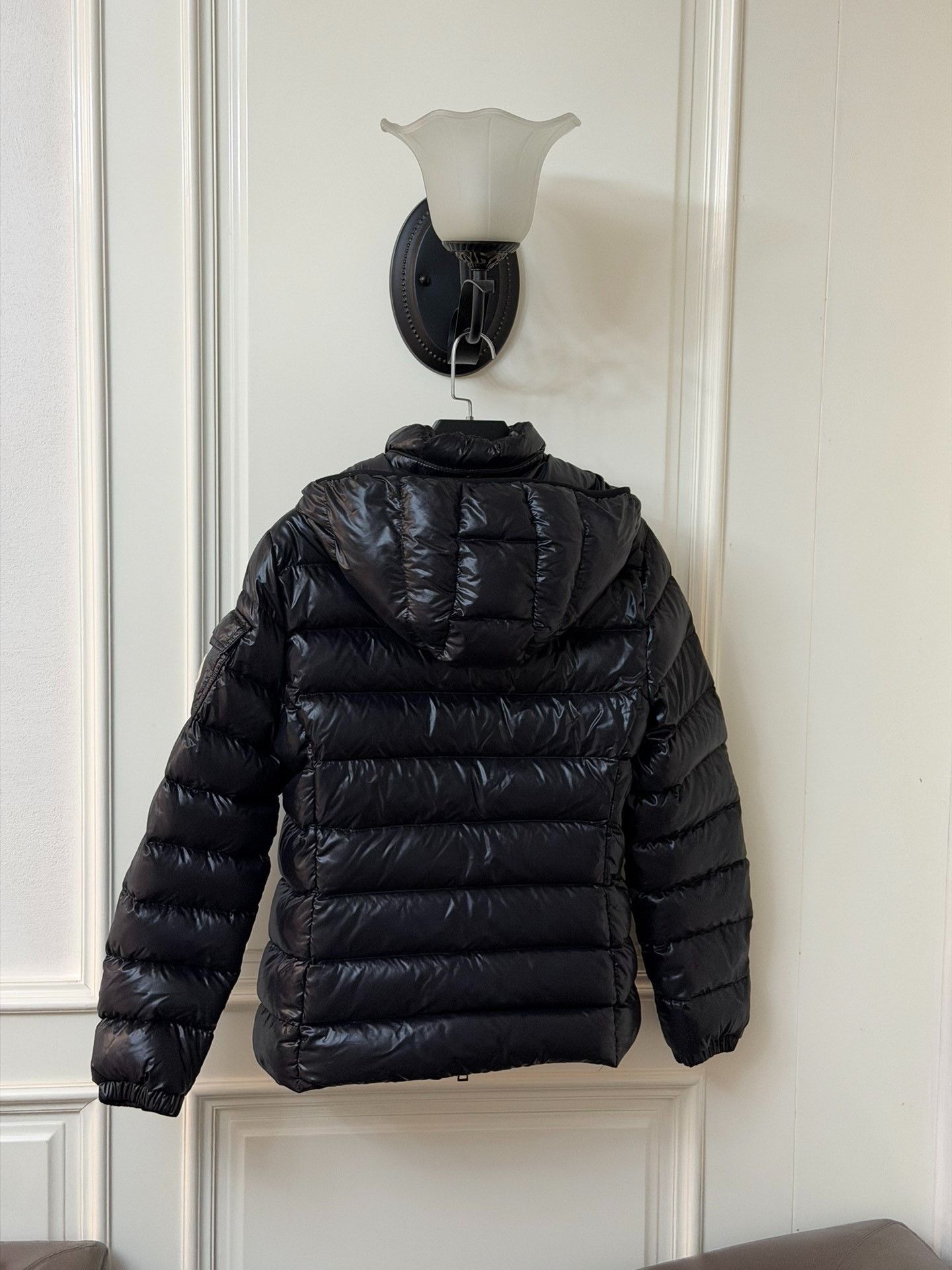 Moncler Moncler Women's Black Shiny Short Hooded Down Jacket Size L / US 10 / IT 46 - 3 Thumbnail