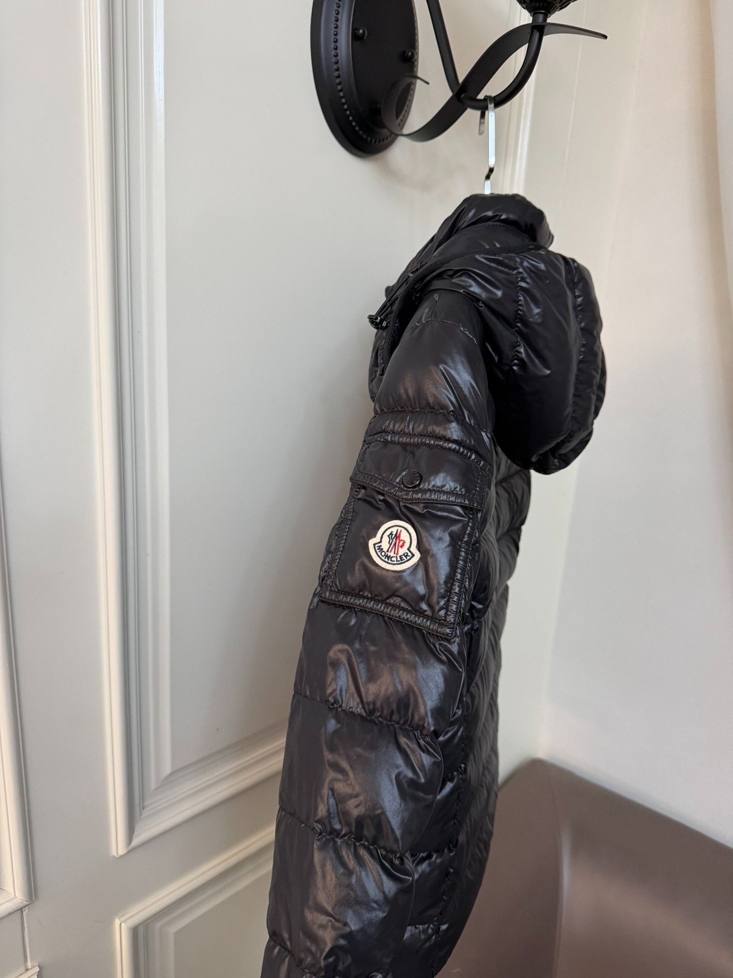Moncler Moncler Women's Black Shiny Short Hooded Down Jacket Size L / US 10 / IT 46 - 6 Thumbnail
