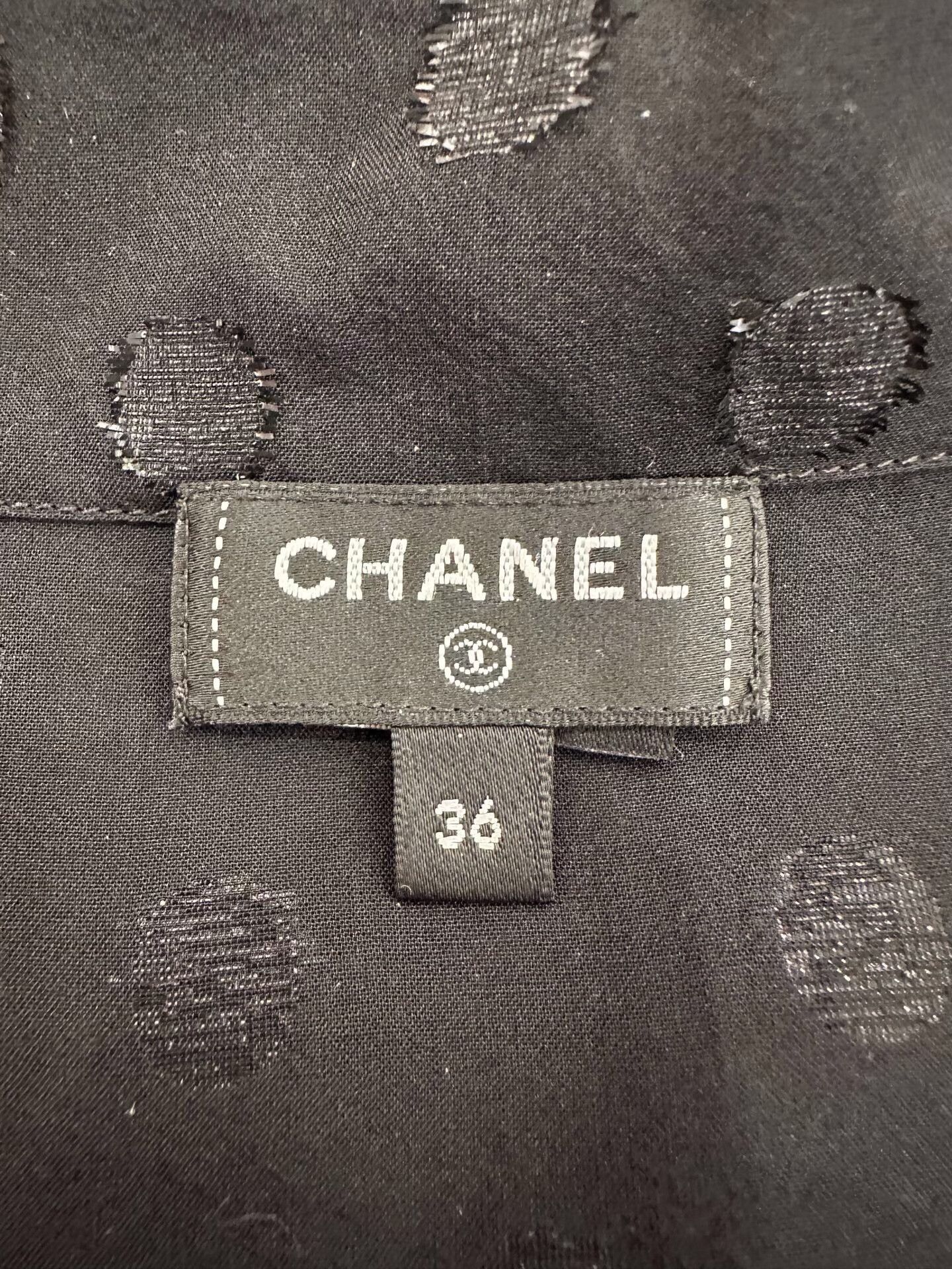 Chanel Chanel Black Polka Dot Silk Shirt Coat Size XS / US 0-2 / IT 36-38 - 6 Thumbnail