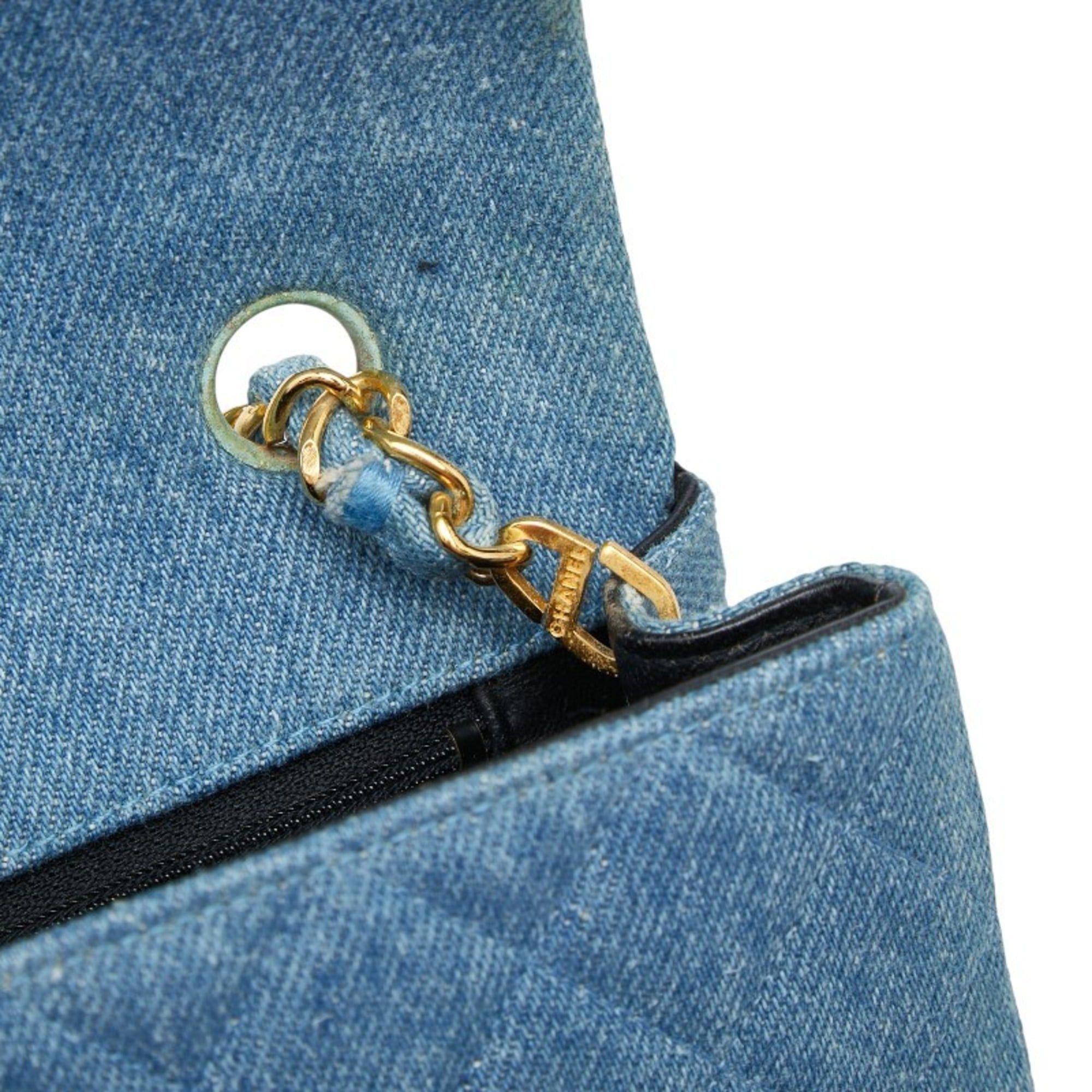 Chanel CHANEL Coco Mark Matelasse Chain Shoulder Bag Blue Denim Women's Size ONE SIZE - 9 Thumbnail