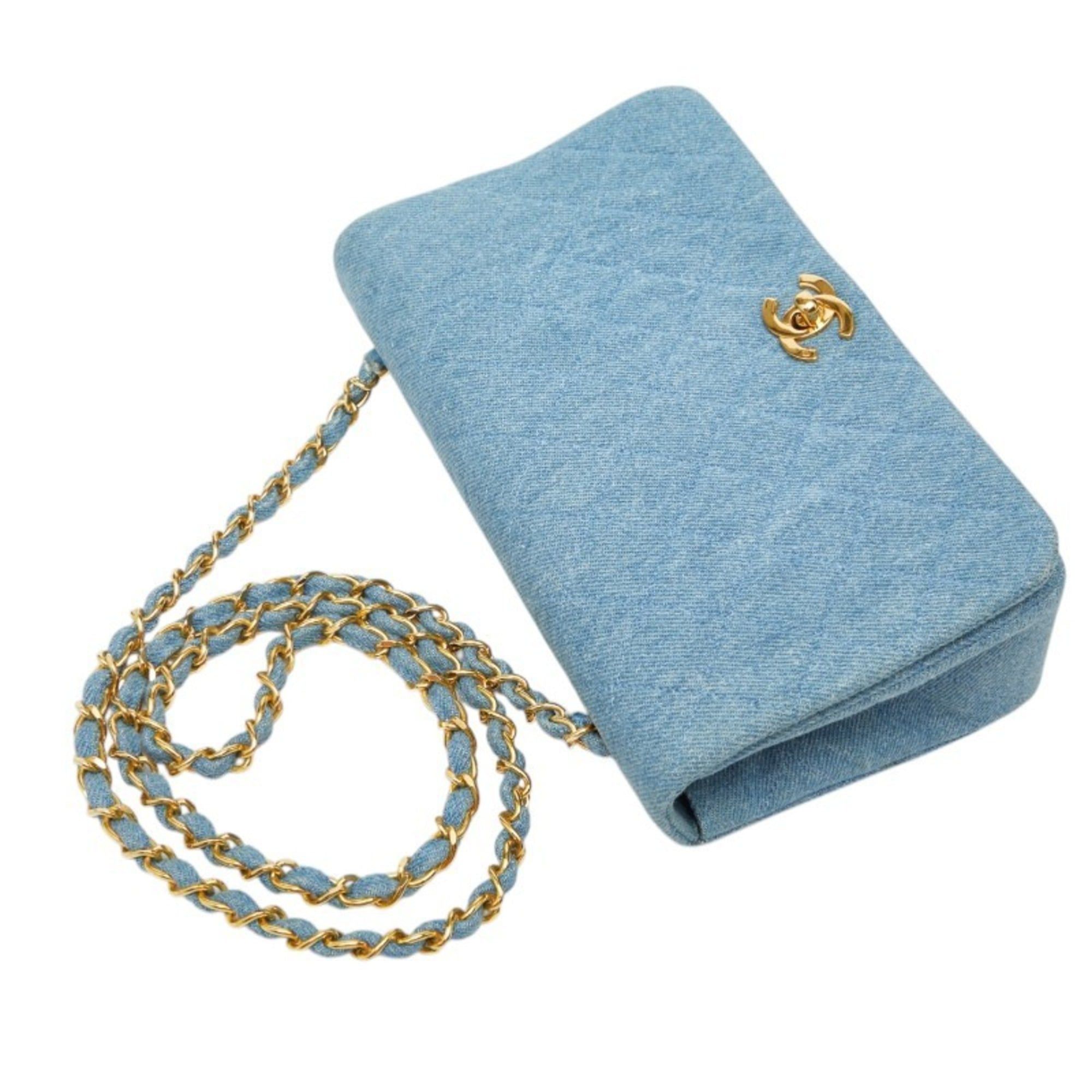 Chanel CHANEL Coco Mark Matelasse Chain Shoulder Bag Blue Denim Women's Size ONE SIZE - 10 Thumbnail