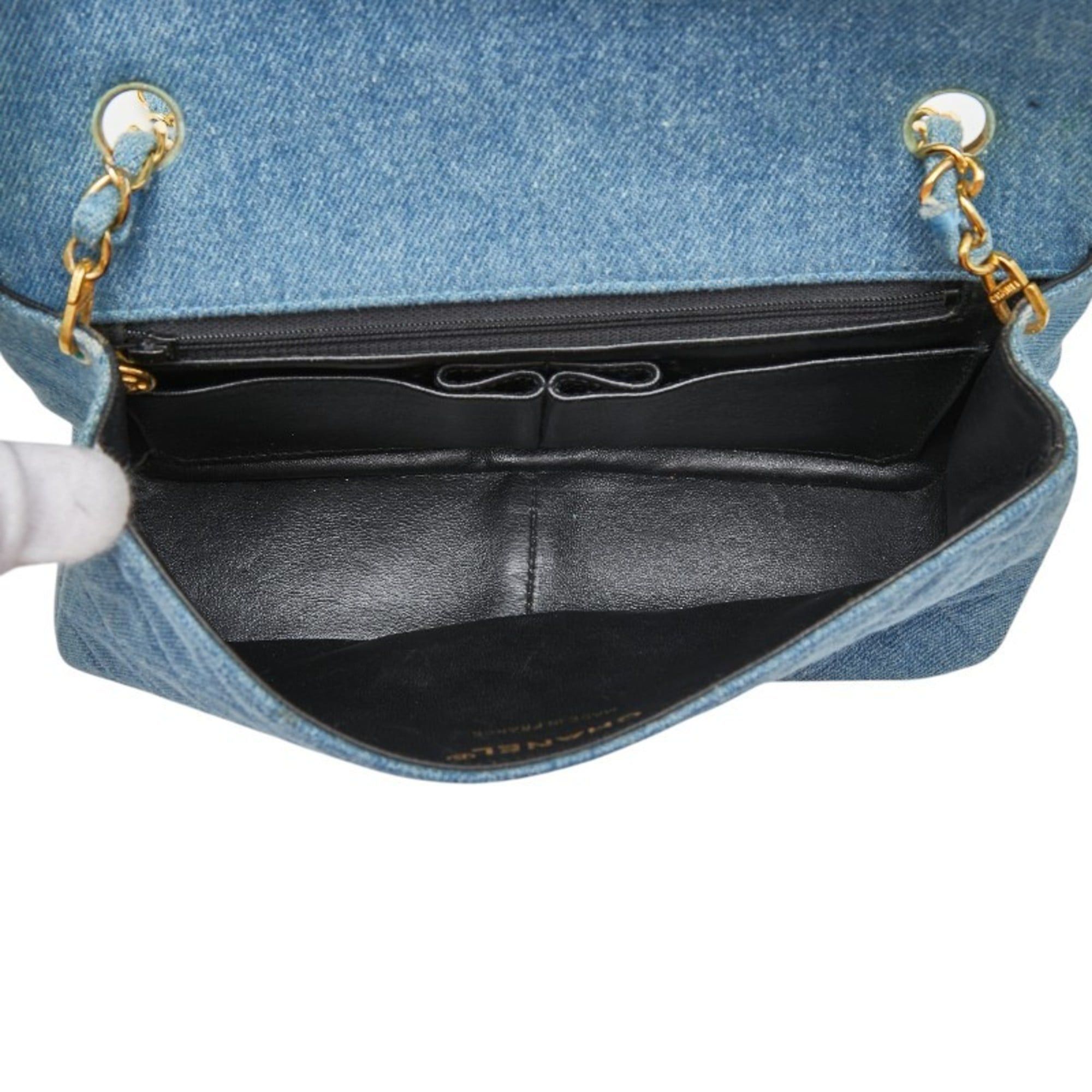 Chanel CHANEL Coco Mark Matelasse Chain Shoulder Bag Blue Denim Women's Size ONE SIZE - 11 Thumbnail