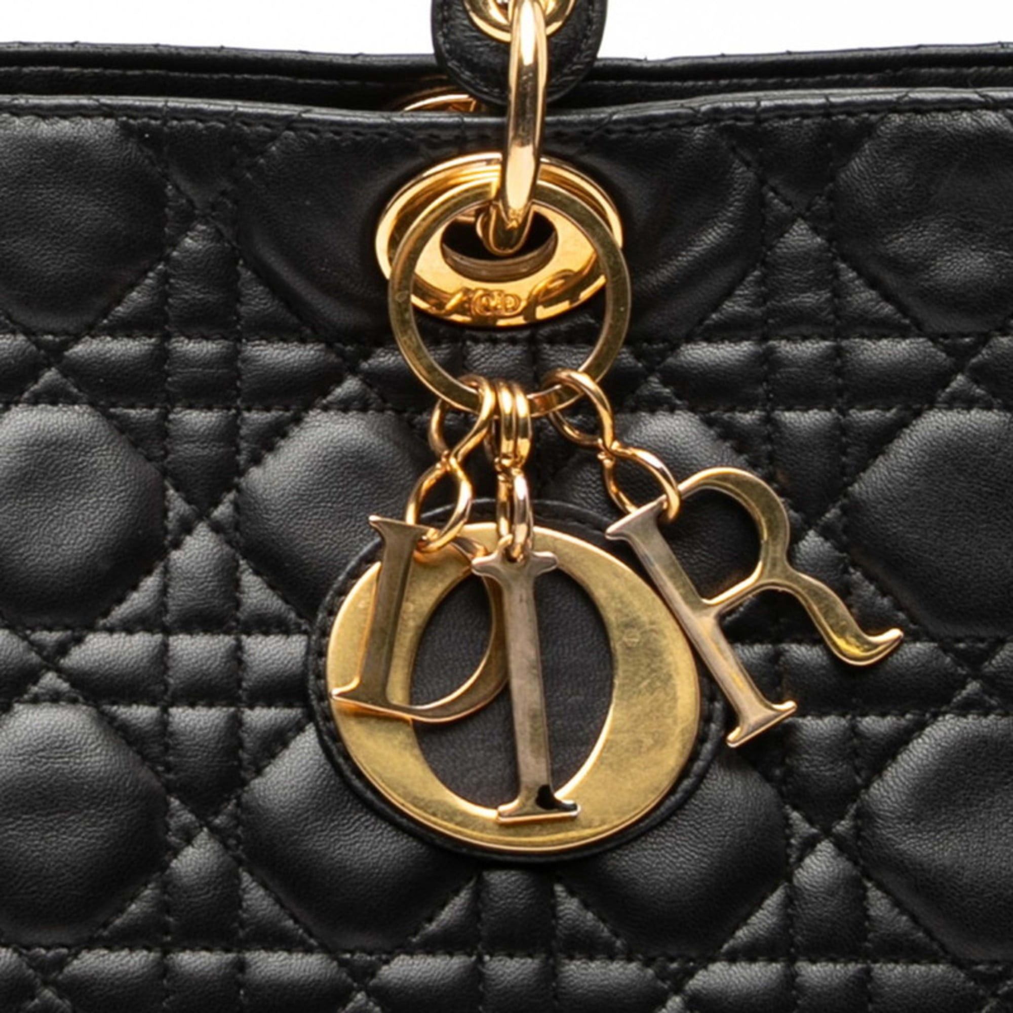 Dior Christian Dior Cannage Lady Large Handbag/Shoulder Bag, 2-Way, Black Leather, Women's, Size ONE SIZE - 4 Thumbnail