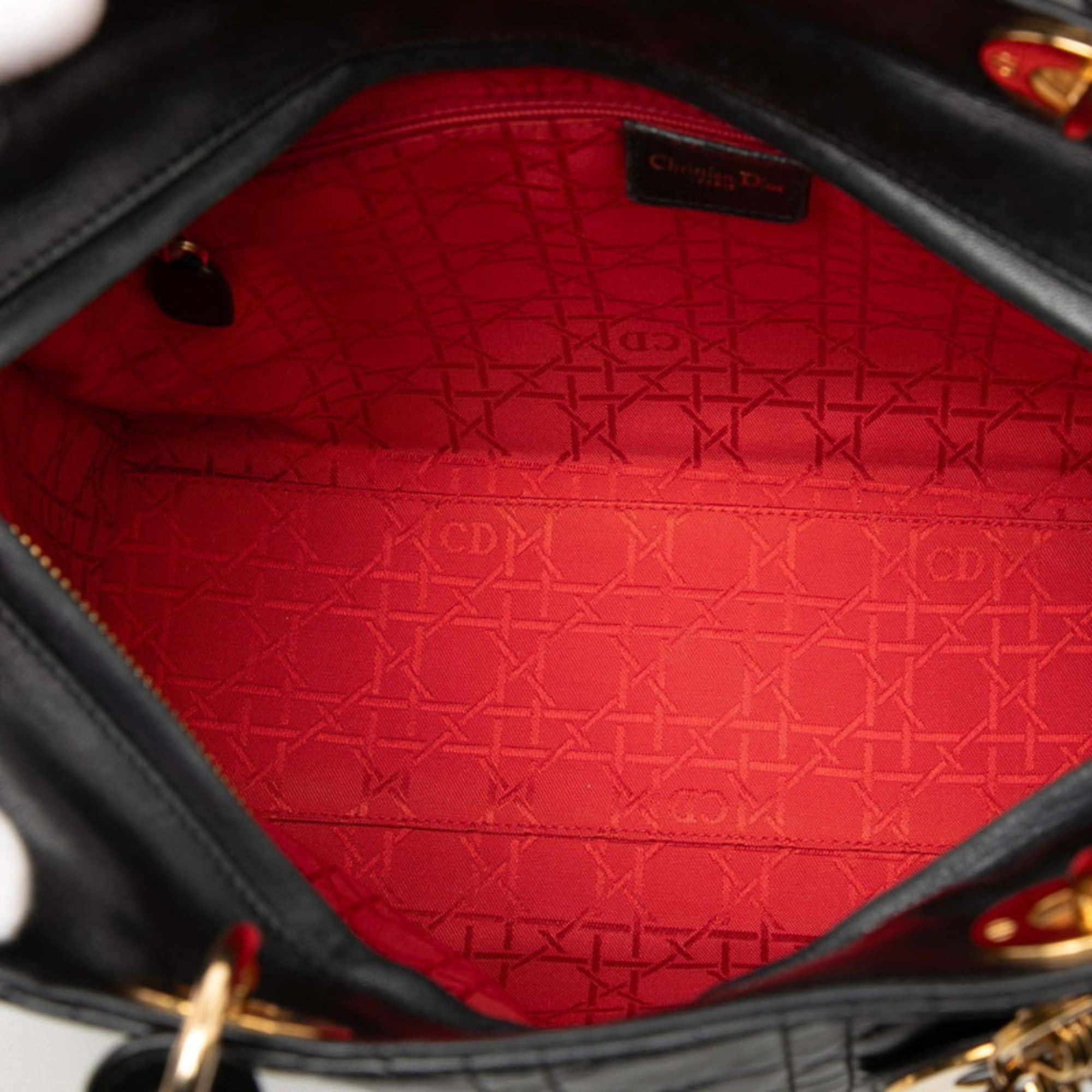 Dior Christian Dior Cannage Lady Large Handbag/Shoulder Bag, 2-Way, Black Leather, Women's, Size ONE SIZE - 5 Thumbnail