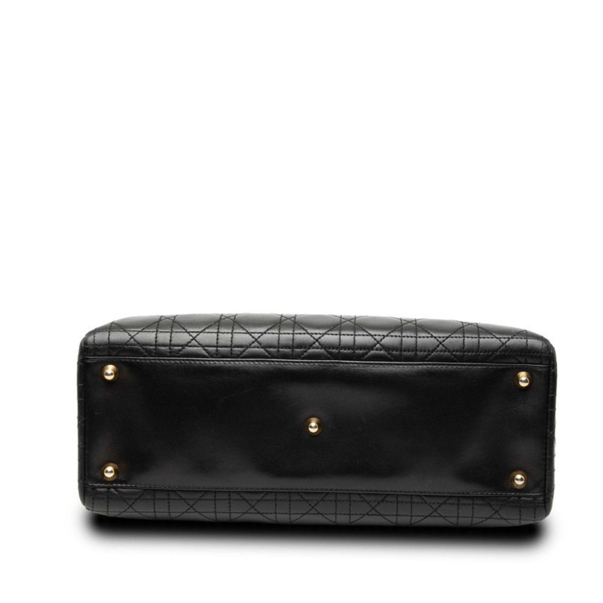 Dior Christian Dior Cannage Lady Large Handbag/Shoulder Bag, 2-Way, Black Leather, Women's, Size ONE SIZE - 3 Thumbnail