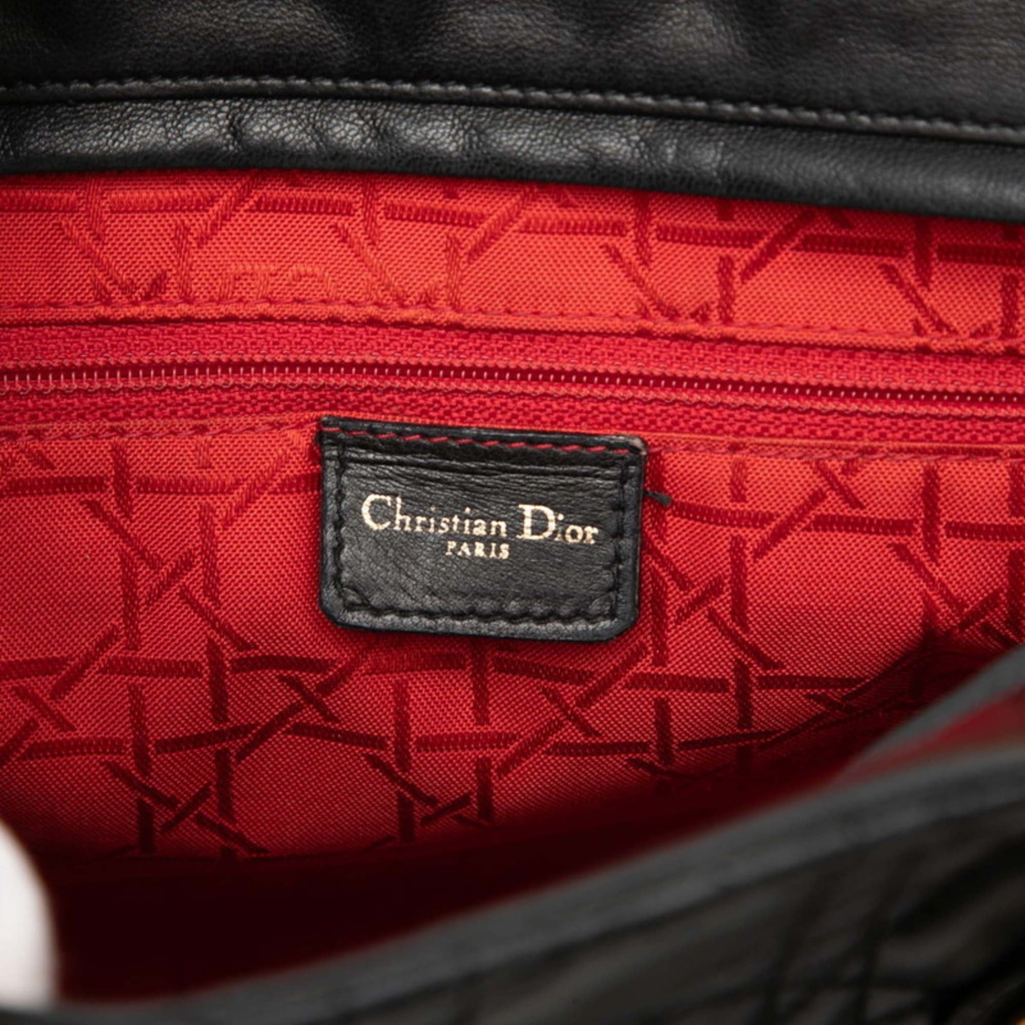 Dior Christian Dior Cannage Lady Large Handbag/Shoulder Bag, 2-Way, Black Leather, Women's, Size ONE SIZE - 6 Thumbnail
