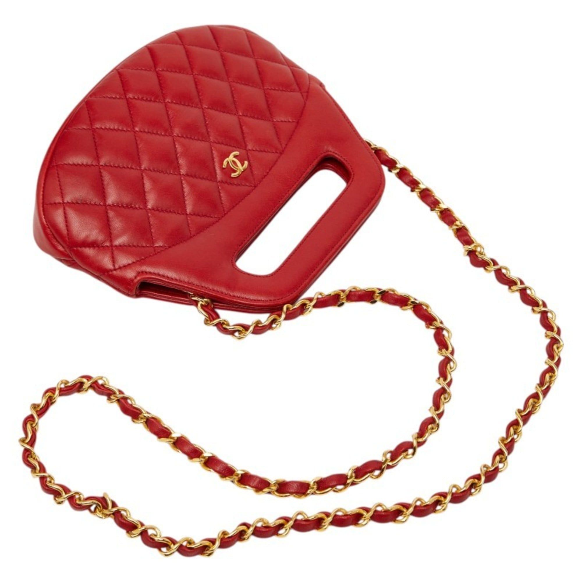 Chanel CHANEL Coco Mark Matelasse Chain Shoulder Bag/Mini Handbag, 2-Way, Red Lambskin, Women's Size ONE SIZE - 8 Thumbnail