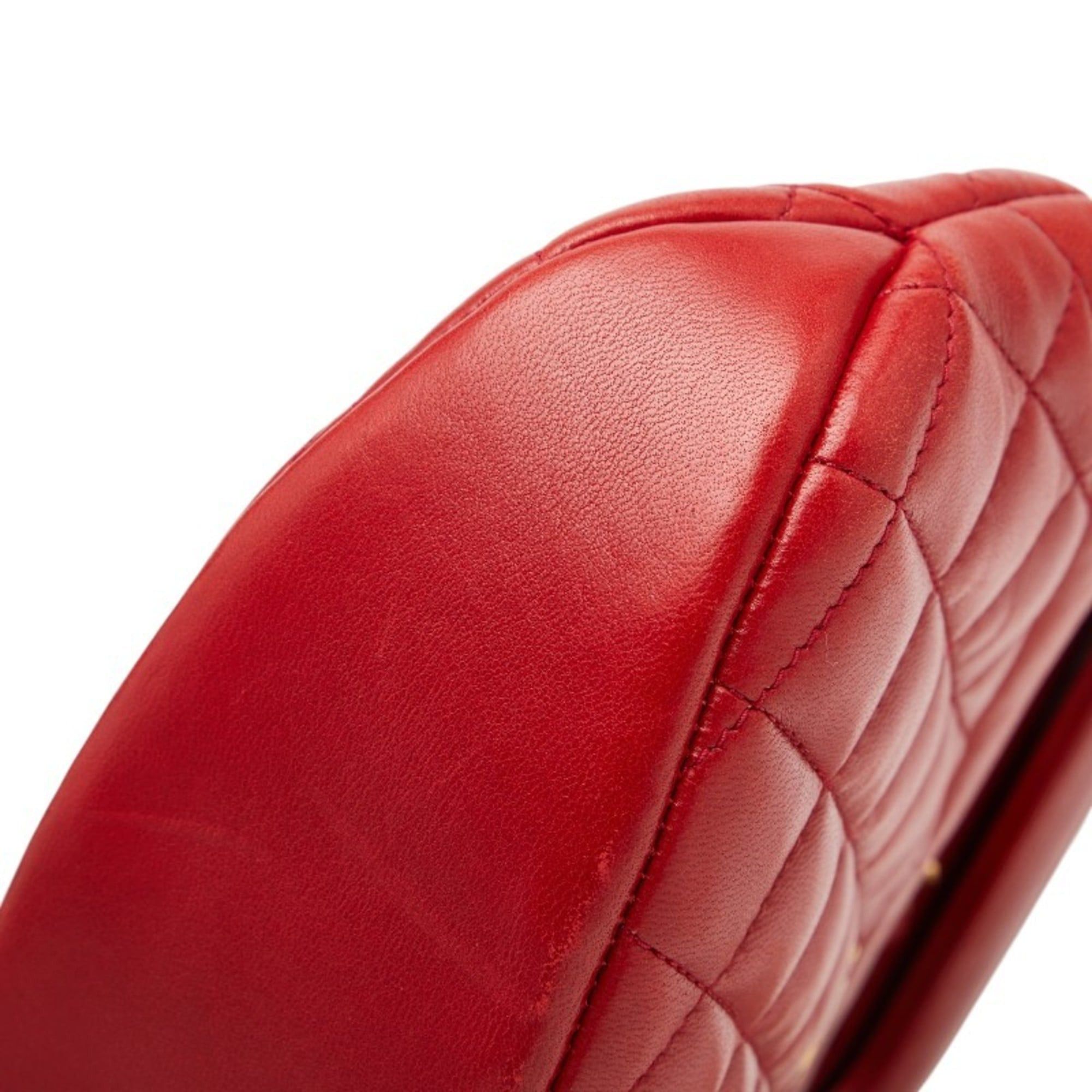 Chanel CHANEL Coco Mark Matelasse Chain Shoulder Bag/Mini Handbag, 2-Way, Red Lambskin, Women's Size ONE SIZE - 5 Thumbnail