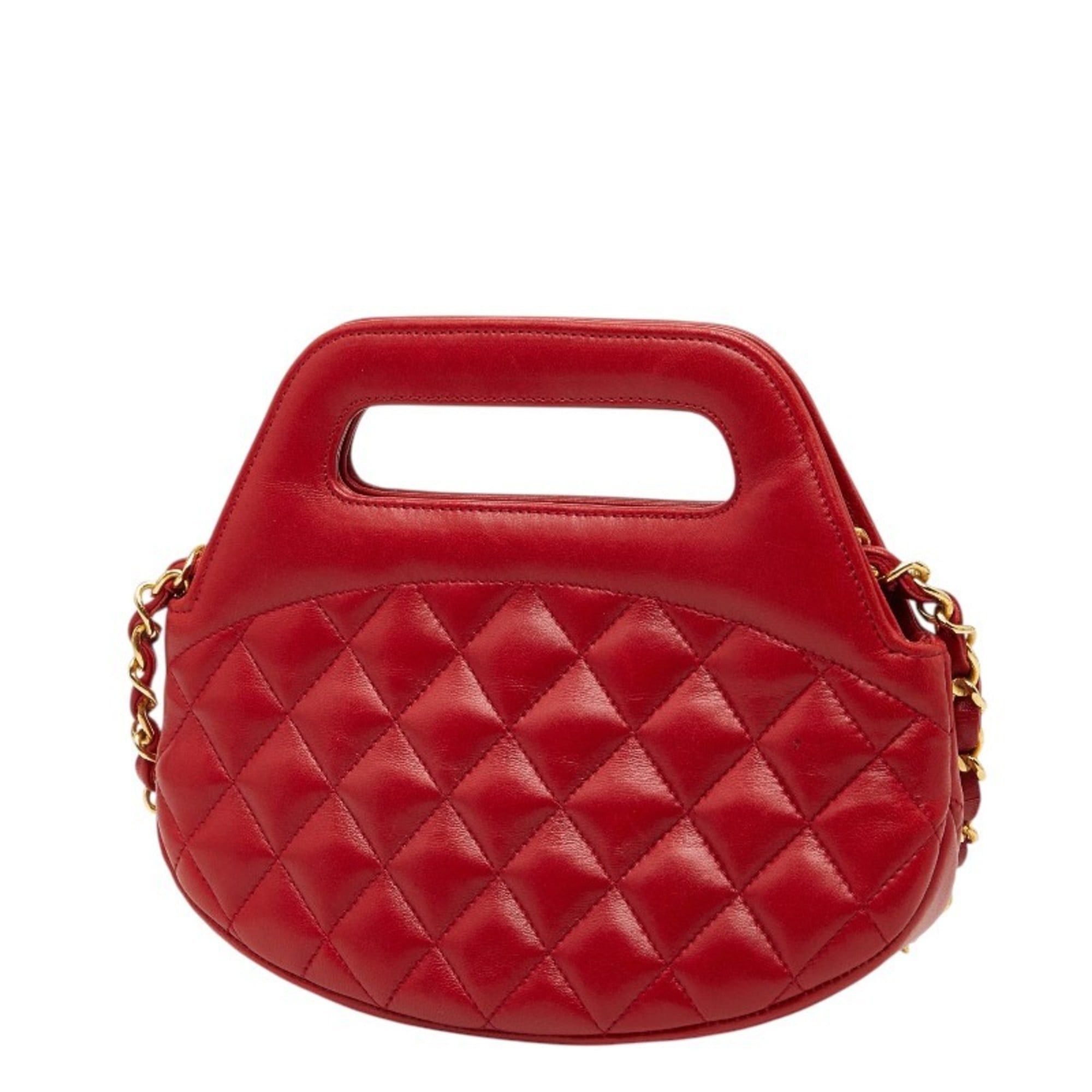 Chanel CHANEL Coco Mark Matelasse Chain Shoulder Bag/Mini Handbag, 2-Way, Red Lambskin, Women's Size ONE SIZE - 2 Thumbnail