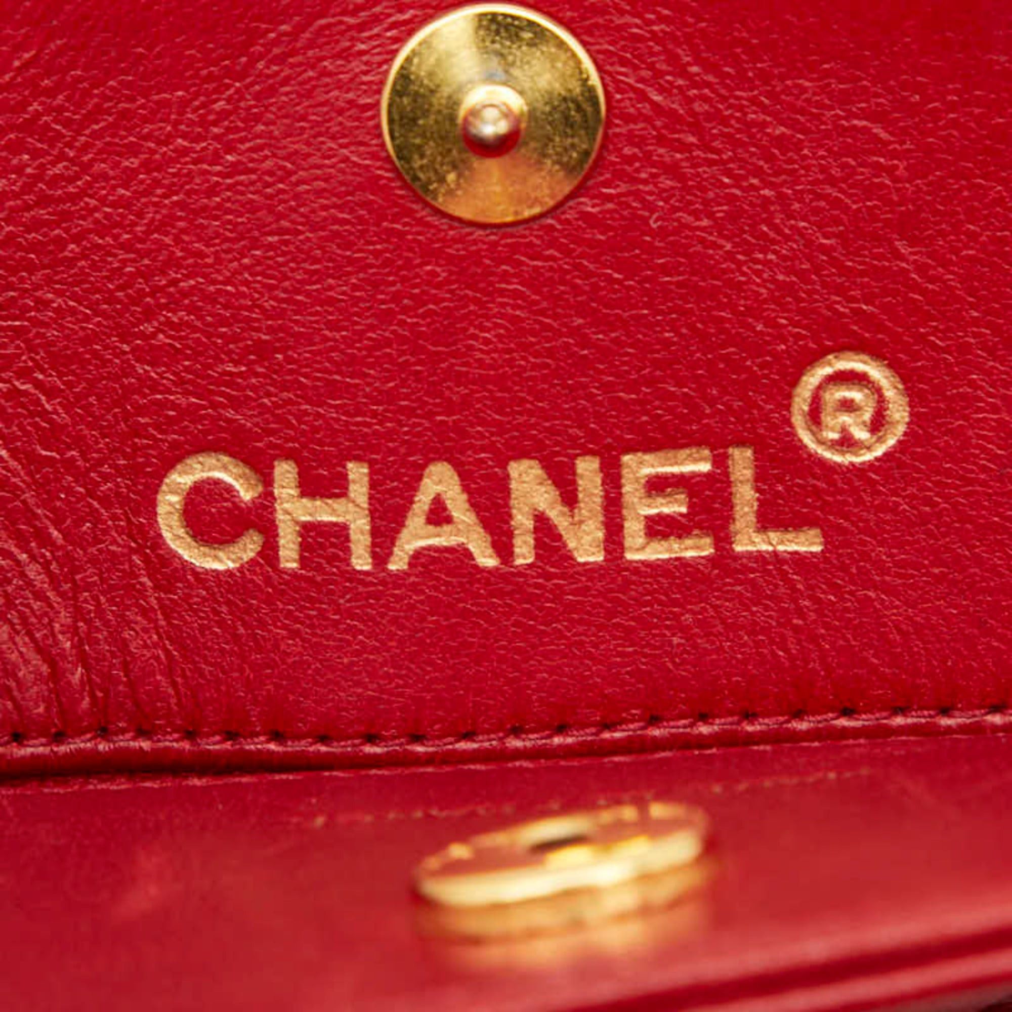 Chanel CHANEL Coco Mark Matelasse Chain Shoulder Bag/Mini Handbag, 2-Way, Red Lambskin, Women's Size ONE SIZE - 10 Thumbnail