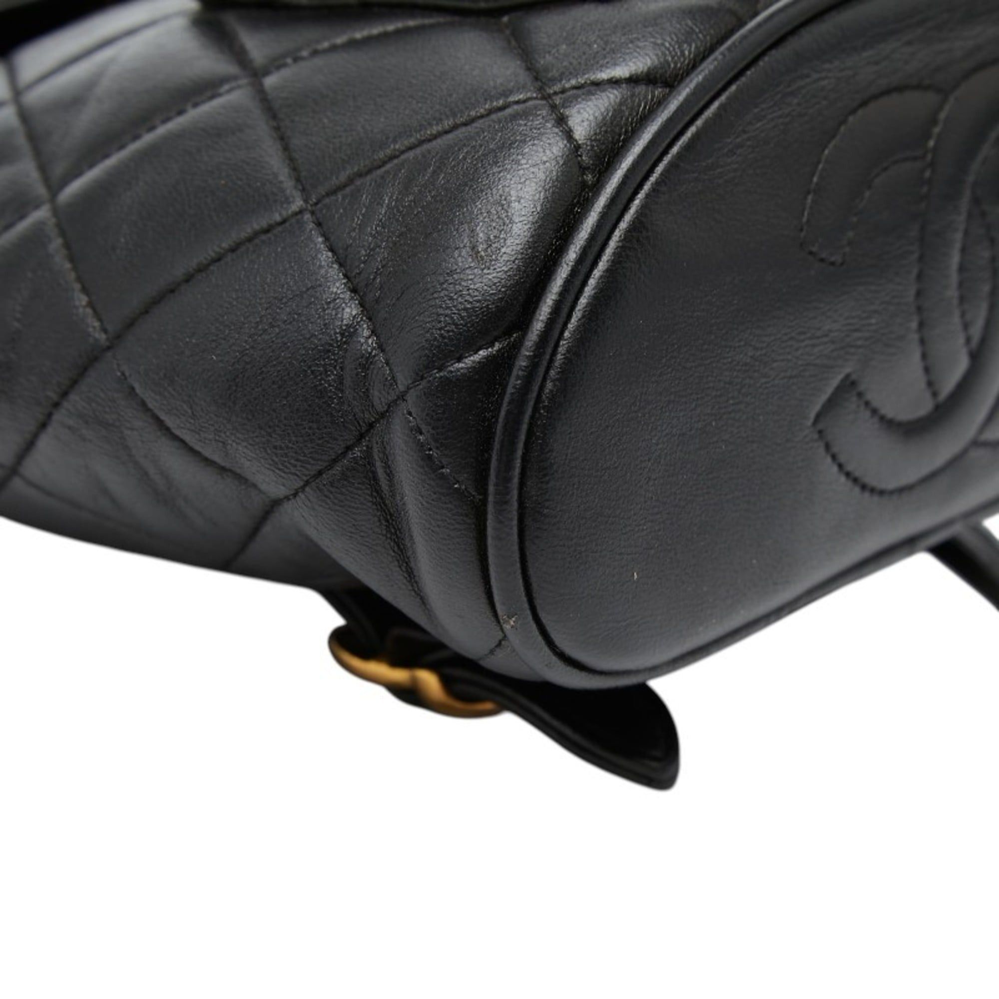 Chanel CHANEL Coco Mark Matelasse Mini Backpack A10177 Black Lambskin Women's Size ONE SIZE - 5 Thumbnail