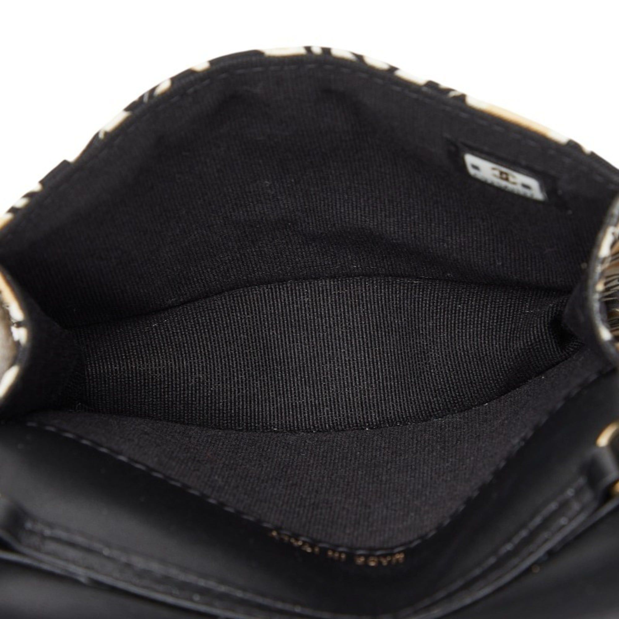 Chanel CHANEL Matelasse Coco Mark Checkered Flag Motif Mini Chain Shoulder Bag, Crossbody, Beige, Black, Cotton, Leather, Women's Size ONE SIZE - 7 Thumbnail