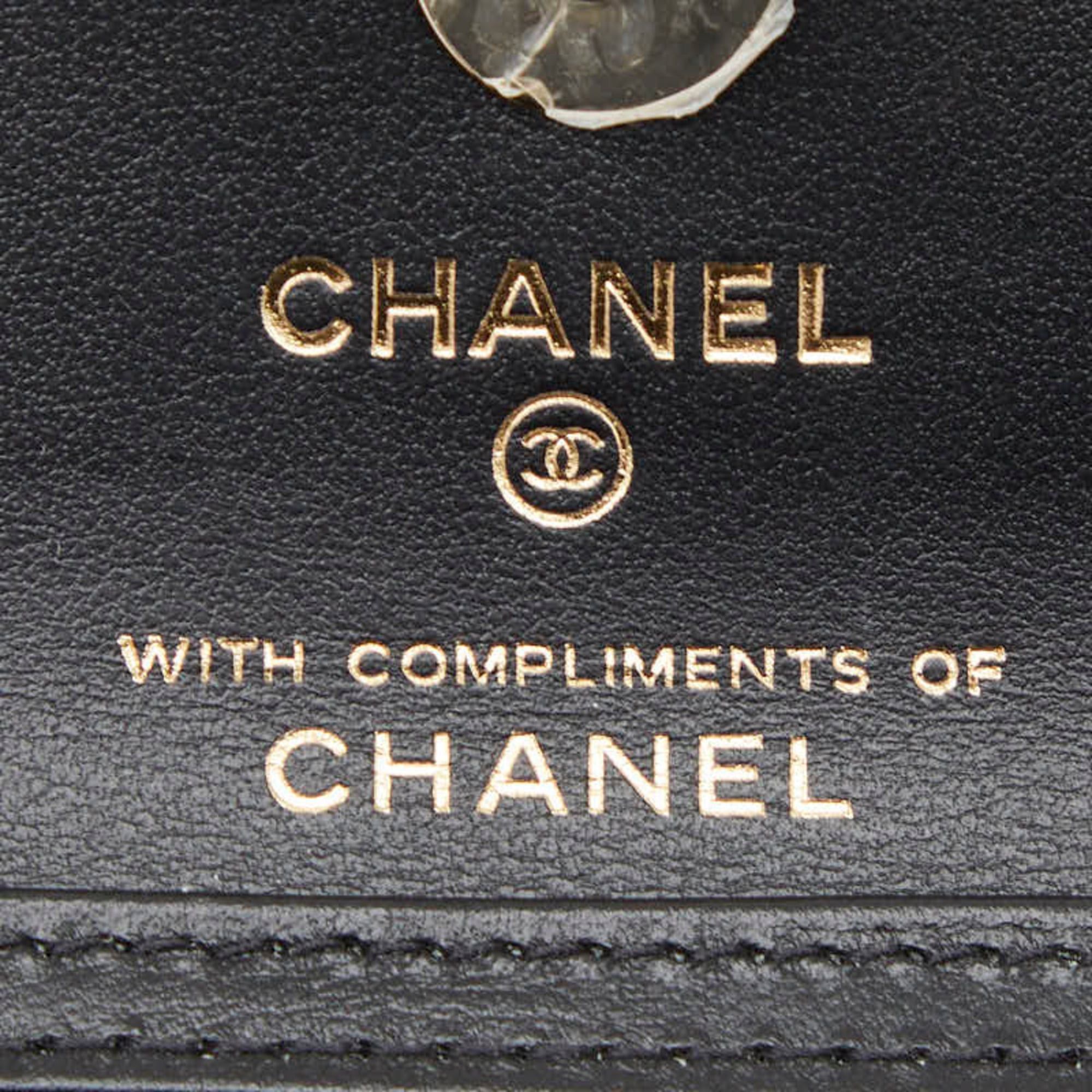Chanel CHANEL Matelasse Coco Mark Checkered Flag Motif Mini Chain Shoulder Bag, Crossbody, Beige, Black, Cotton, Leather, Women's Size ONE SIZE - 8 Thumbnail