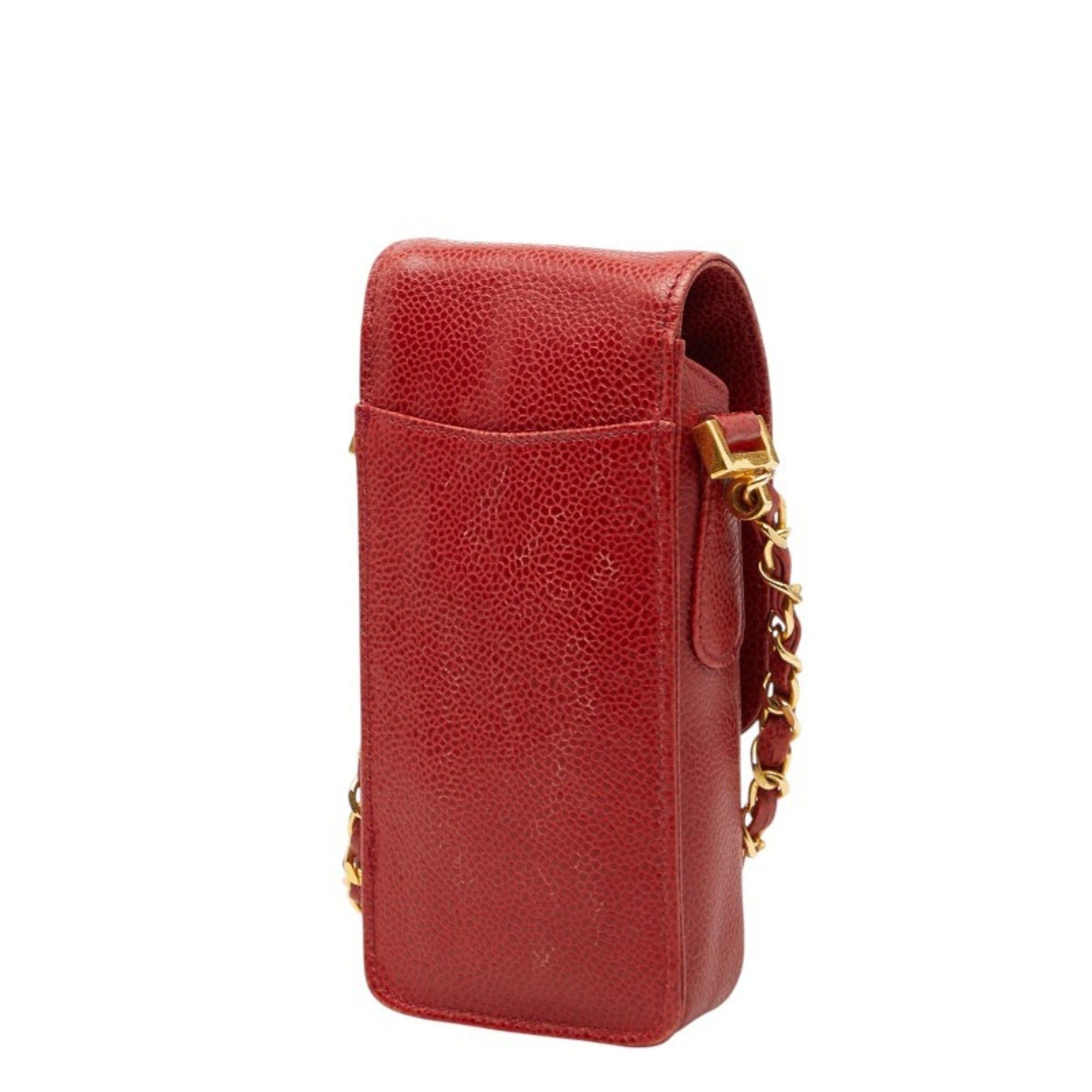 Chanel Chanel Coco Mark Chain Shoulder Bag, Bag Pouch, Red Caviar Skin, Women's, CHANEL Size ONE SIZE - 2 Thumbnail