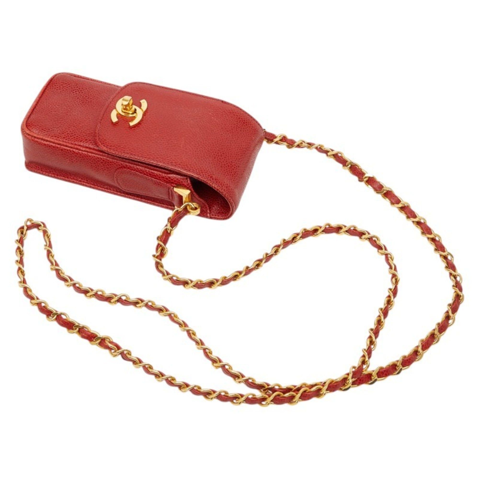 Chanel Chanel Coco Mark Chain Shoulder Bag, Bag Pouch, Red Caviar Skin, Women's, CHANEL Size ONE SIZE - 6 Thumbnail