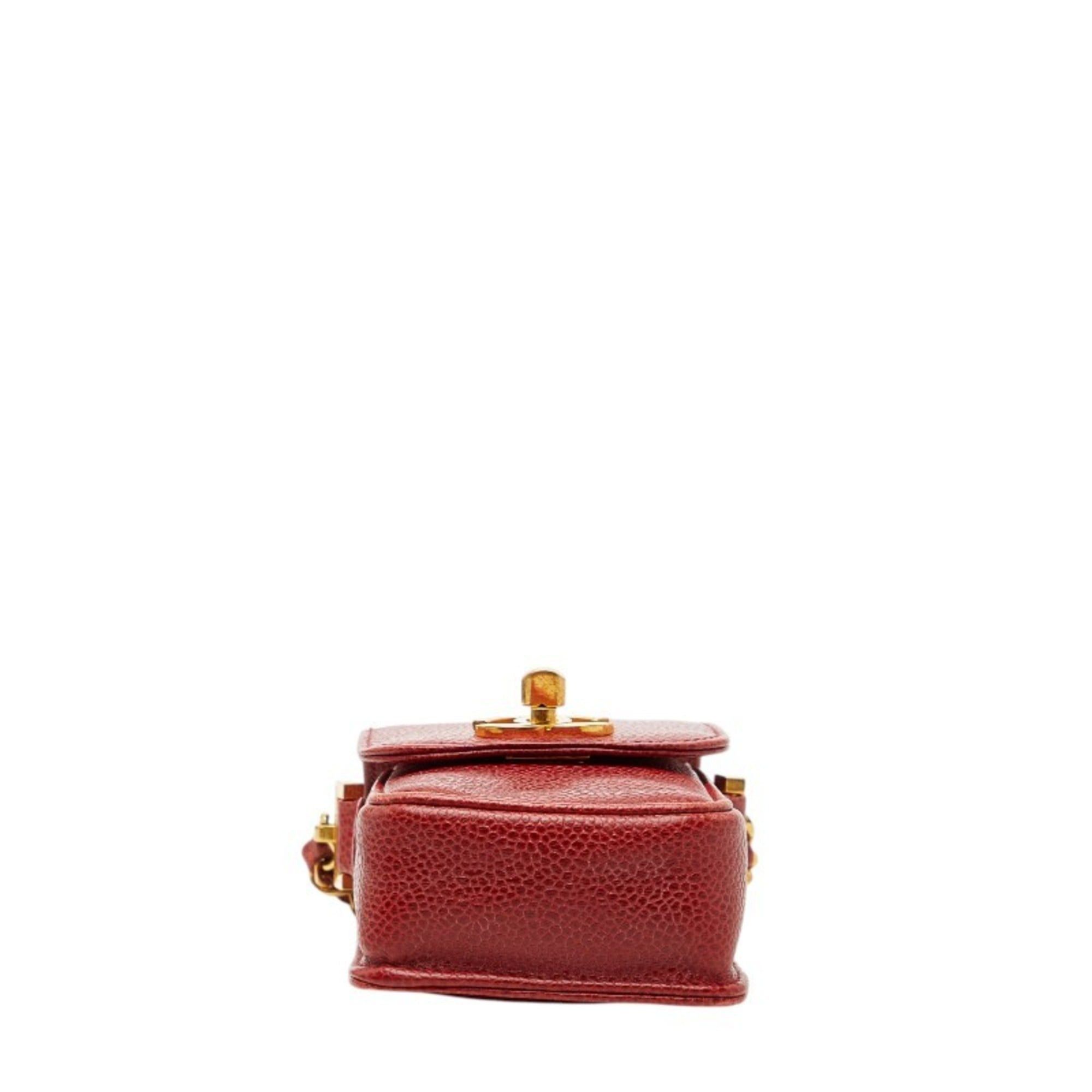 Chanel Chanel Coco Mark Chain Shoulder Bag, Bag Pouch, Red Caviar Skin, Women's, CHANEL Size ONE SIZE - 3 Thumbnail